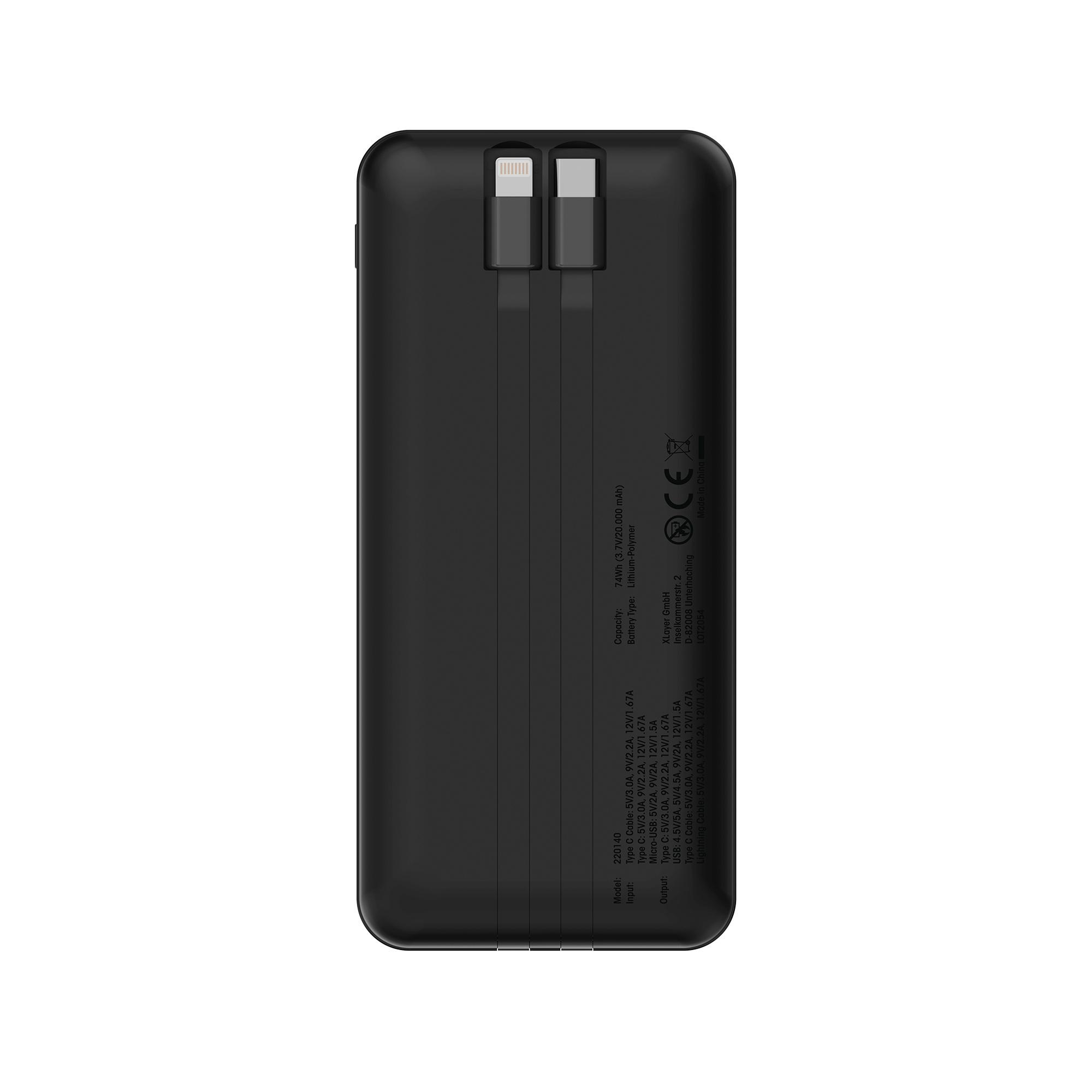 Produktbild XLayer Powerbank Cable PD 20W 20.000 mAh Black 10 von 11