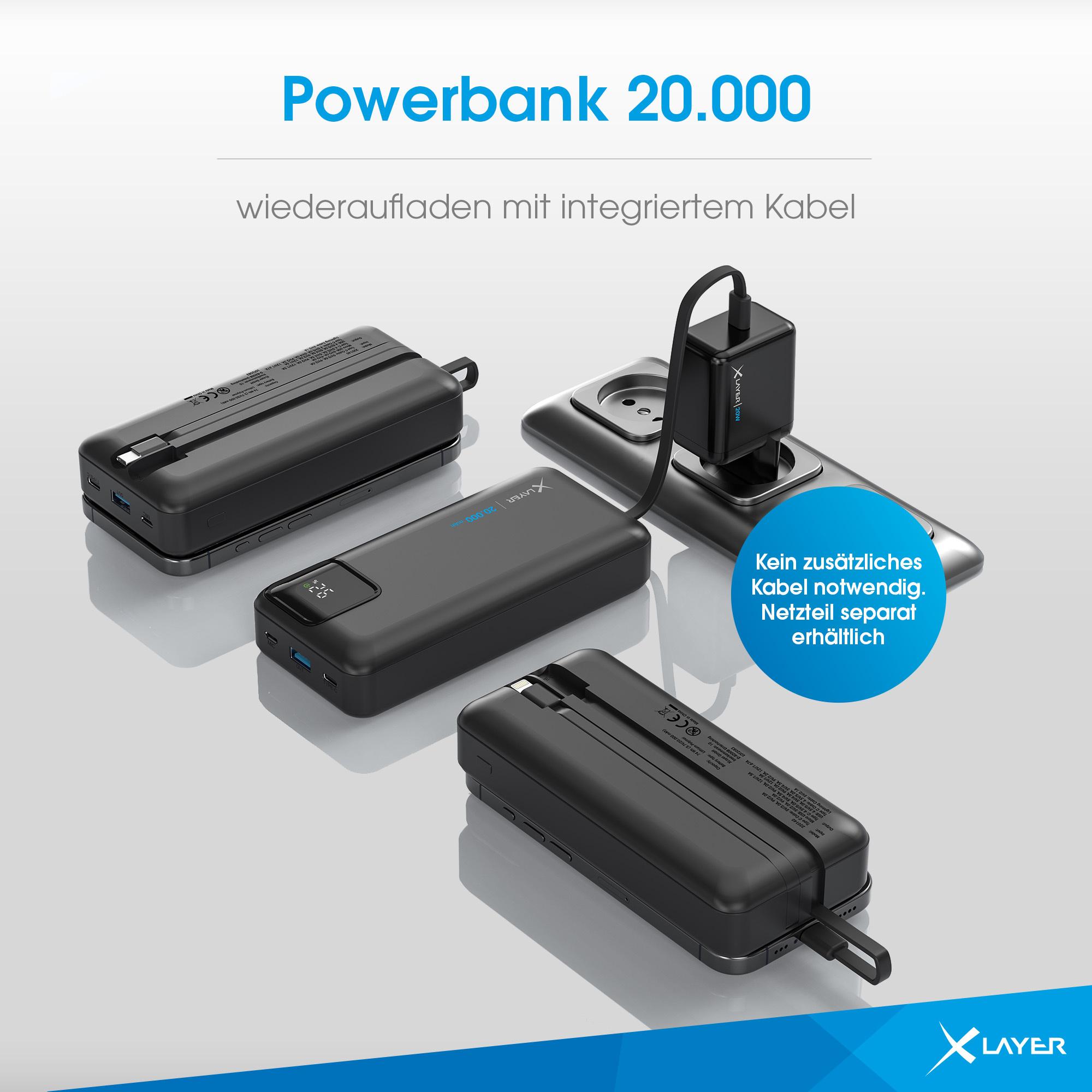 Produktbild XLayer Powerbank Cable PD 20W 20.000 mAh Black 8 von 11