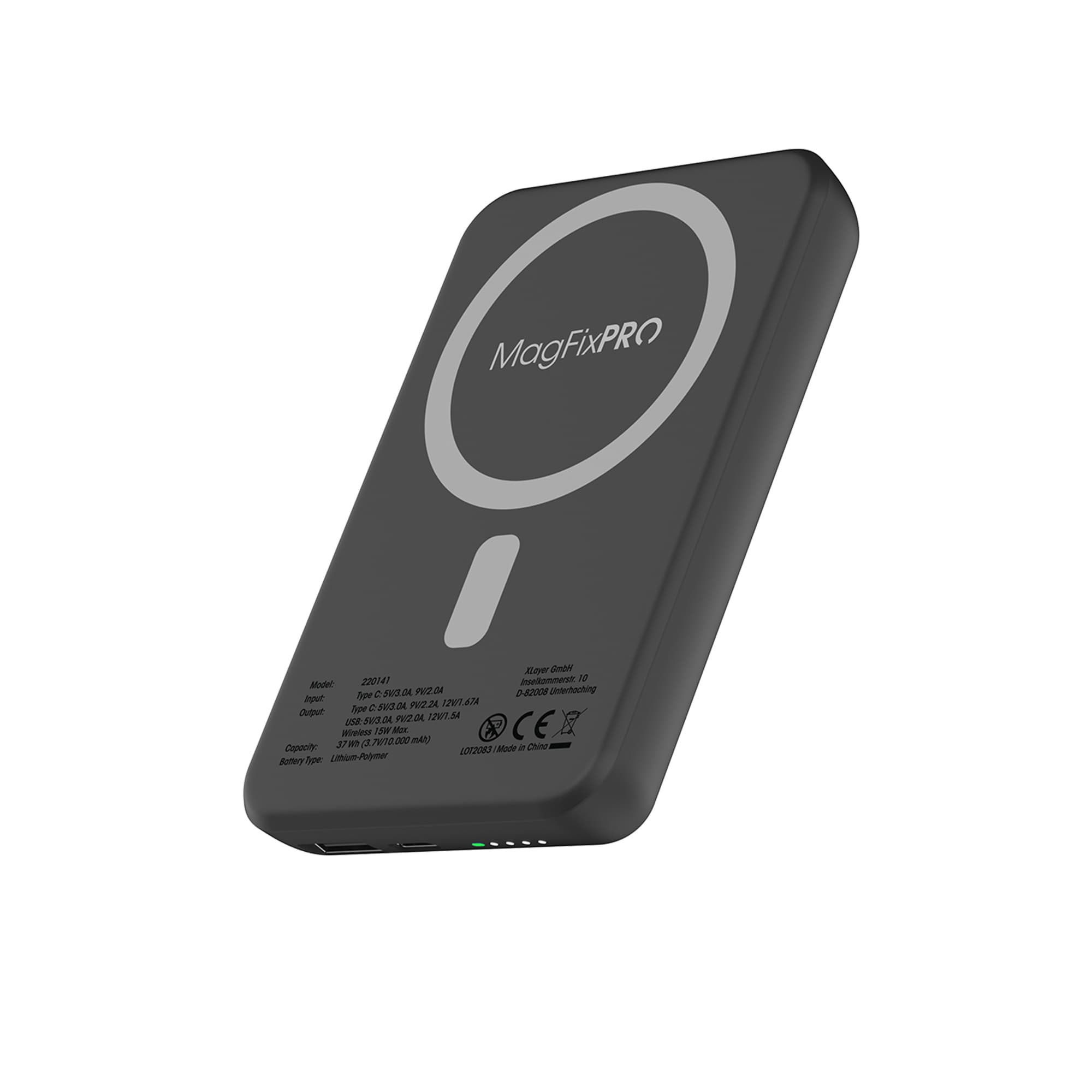 Produktbild XLayer MagFix Pro Powerbank Stand magnetisch 10.000 mAh PD 20W Schwarz 2 von 8