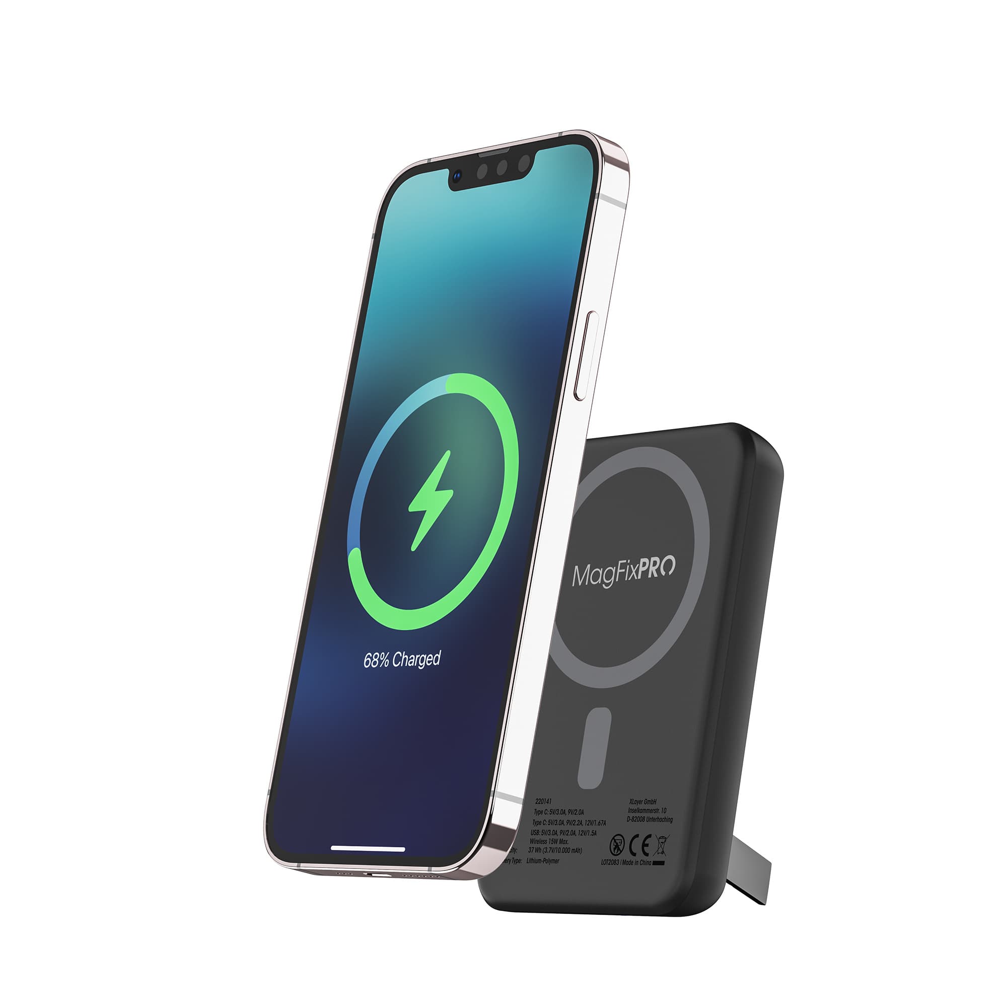 Produktbild XLayer MagFix Pro Powerbank Stand magnetisch 10.000 mAh PD 20W Schwarz 6 von 8