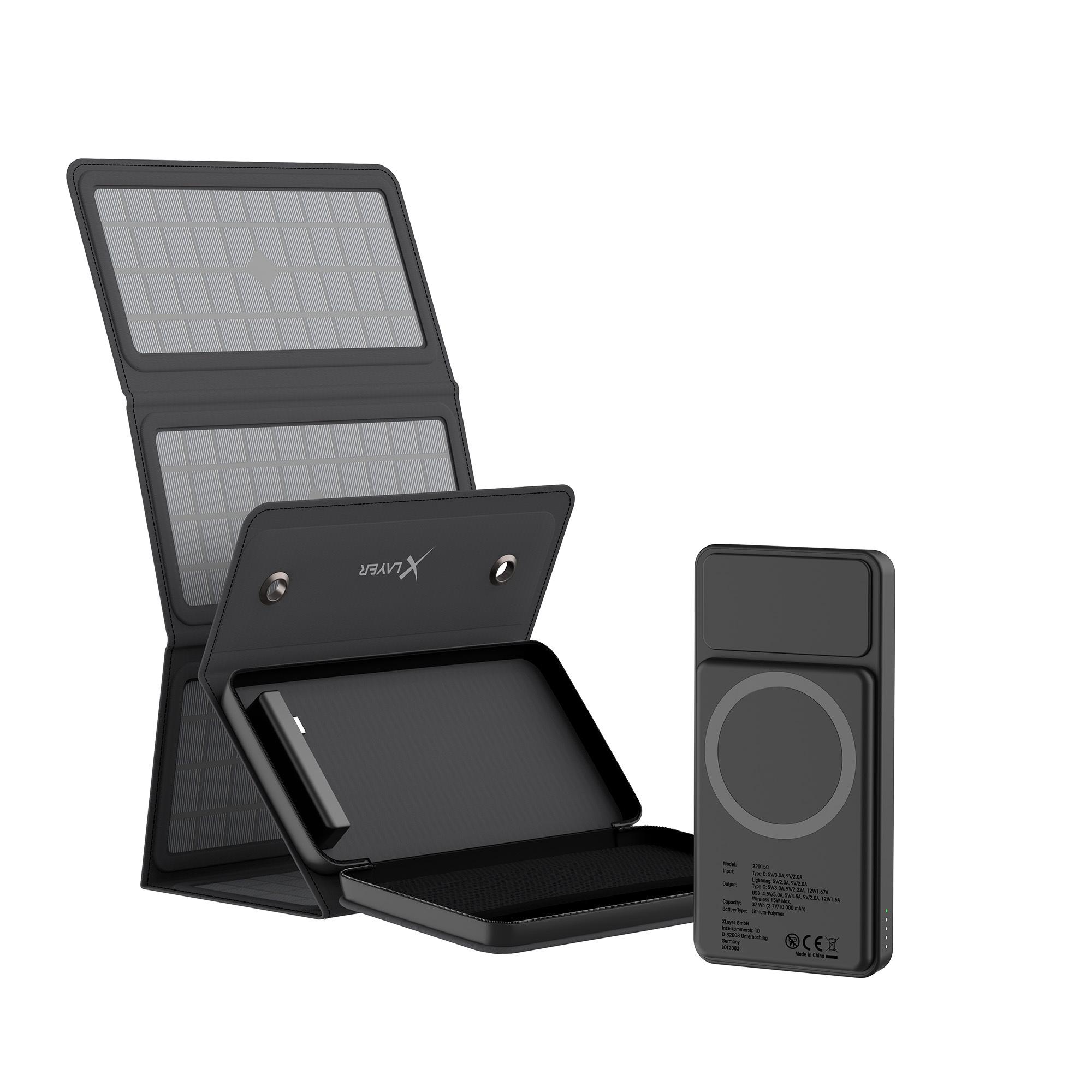 Produktbild XLayer Powerbank 15W Wireless 10.000 mAh mit 2-in-1 Solarpanel Black 2 von 9