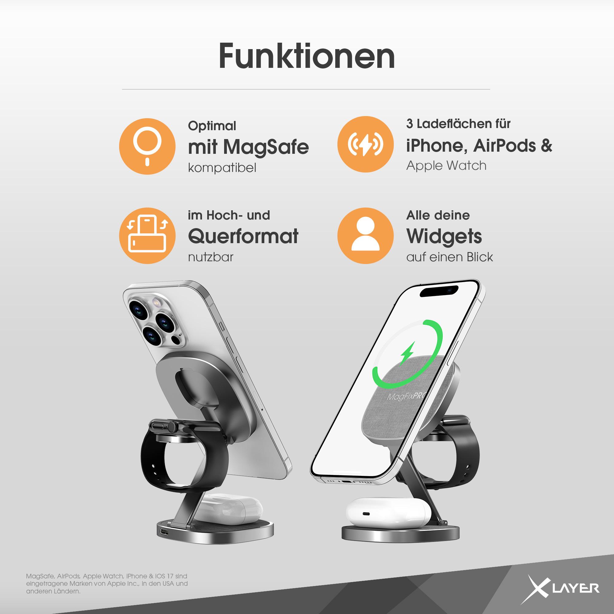 Produktbild XLayer MagFix Pro 3 in 1 Wireless Travel Charger Black 2 von 11