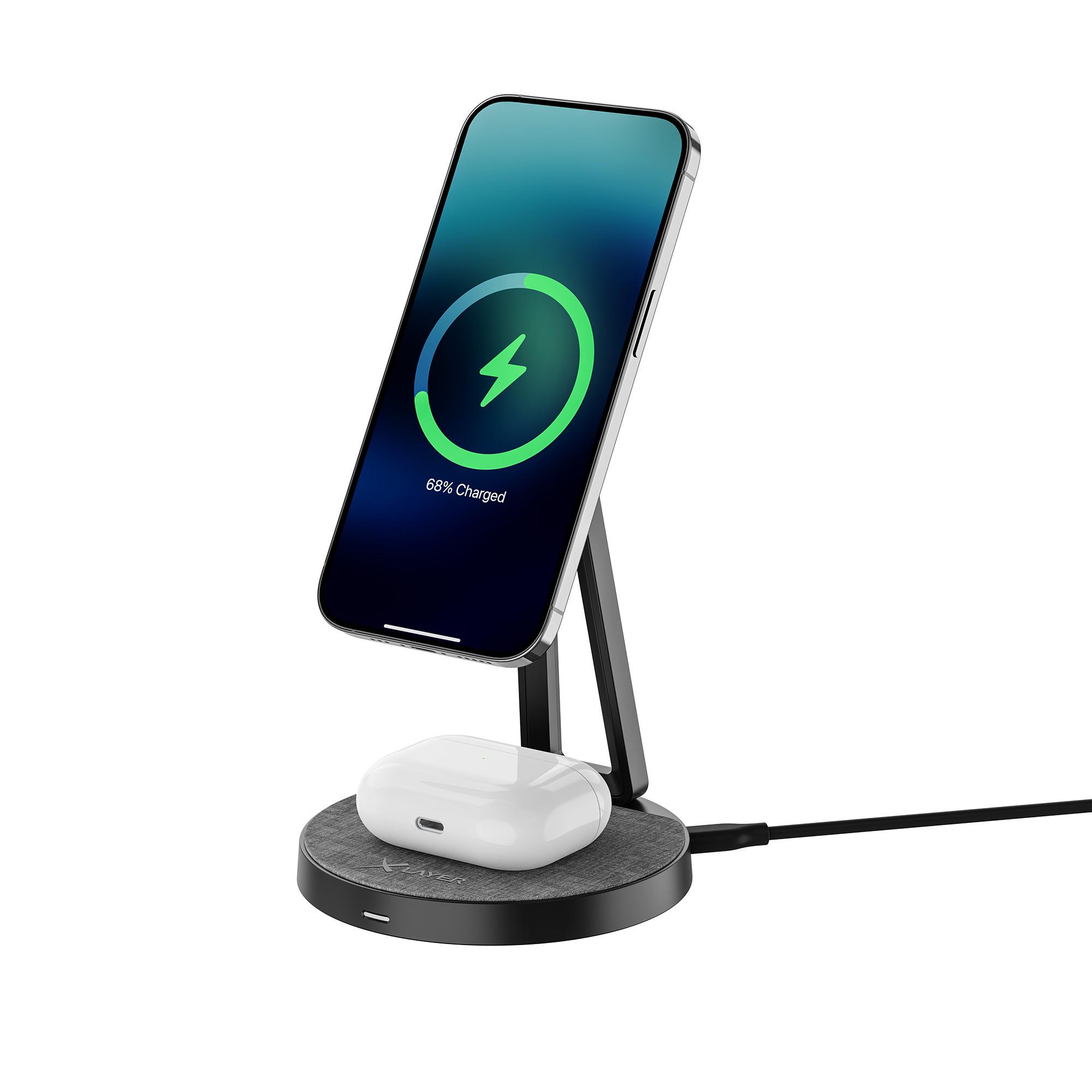 Produktbild XLayer MagFix Pro 2-in-1 Ladestation 15W Grey/Black 4 von 12
