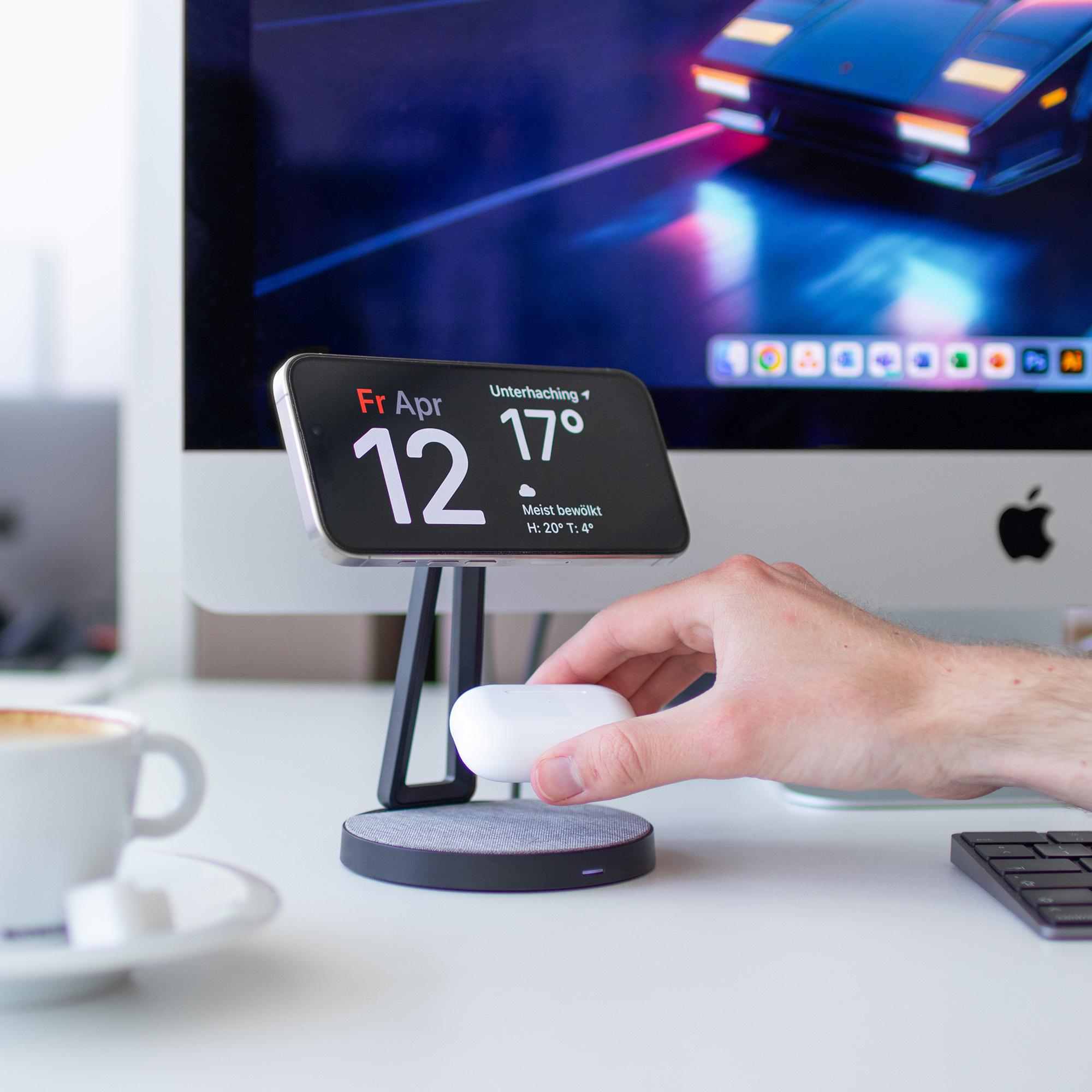 Produktbild XLayer MagFix Pro 2-in-1 Ladestation 15W Grey/Black 11 von 12