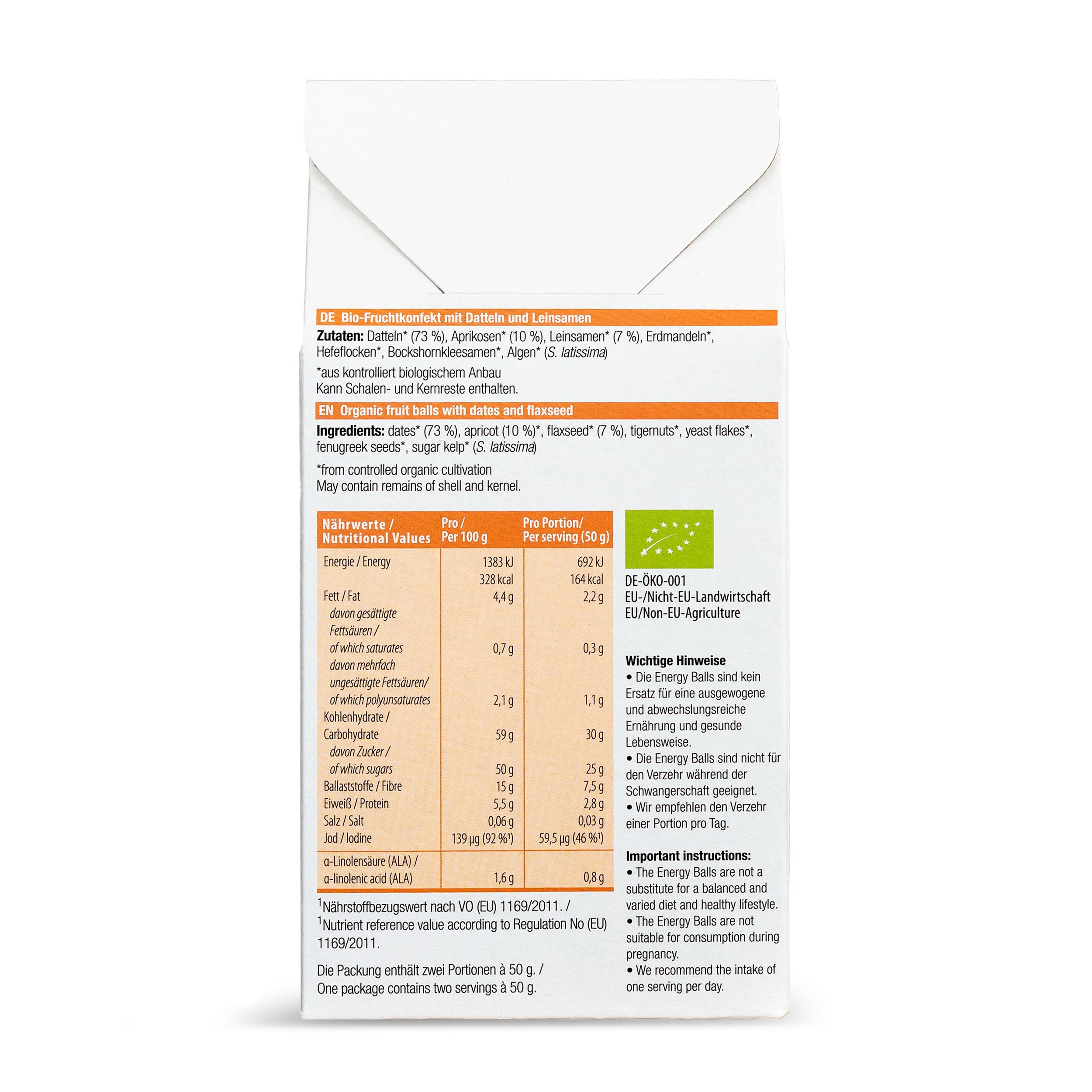 Produktbild löwenzahn organics Bio-Fruchtkonfekt mit Datteln und Leinsamen 2 von 2