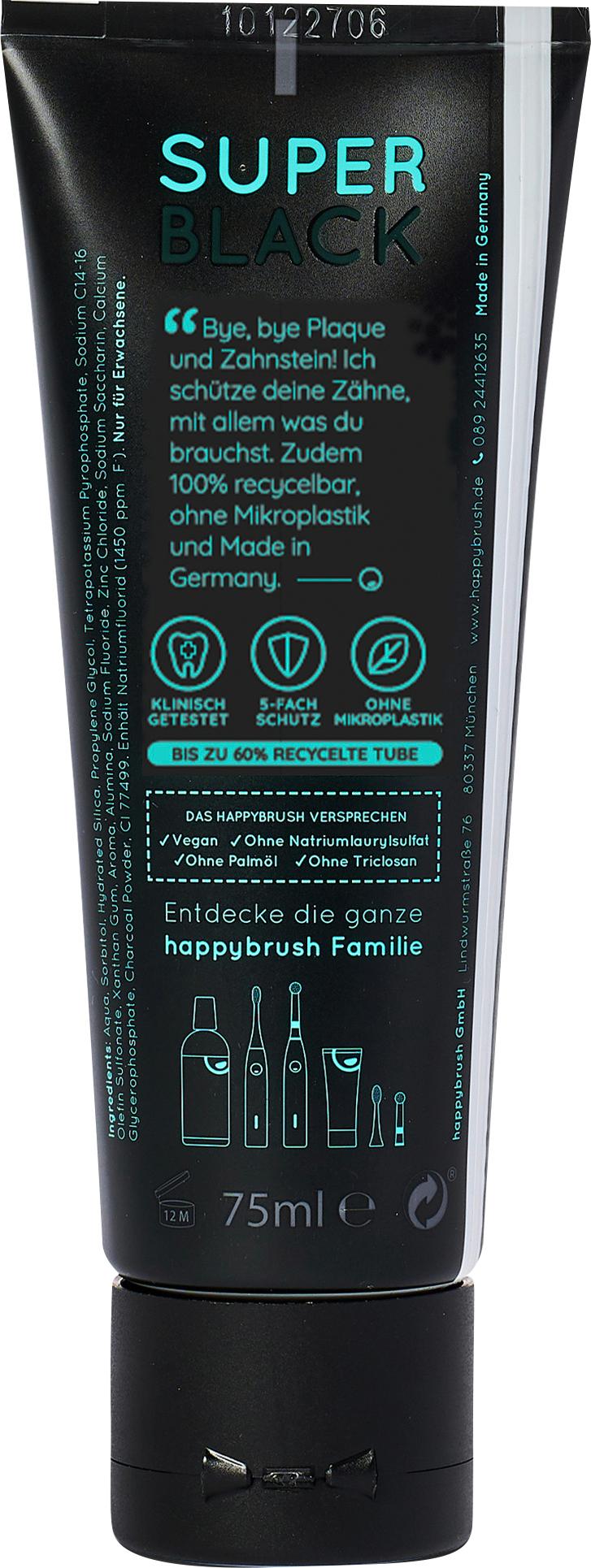 Produktbild happybrush Zahncreme Super Black Whitening Remineralisierung 2 von 4