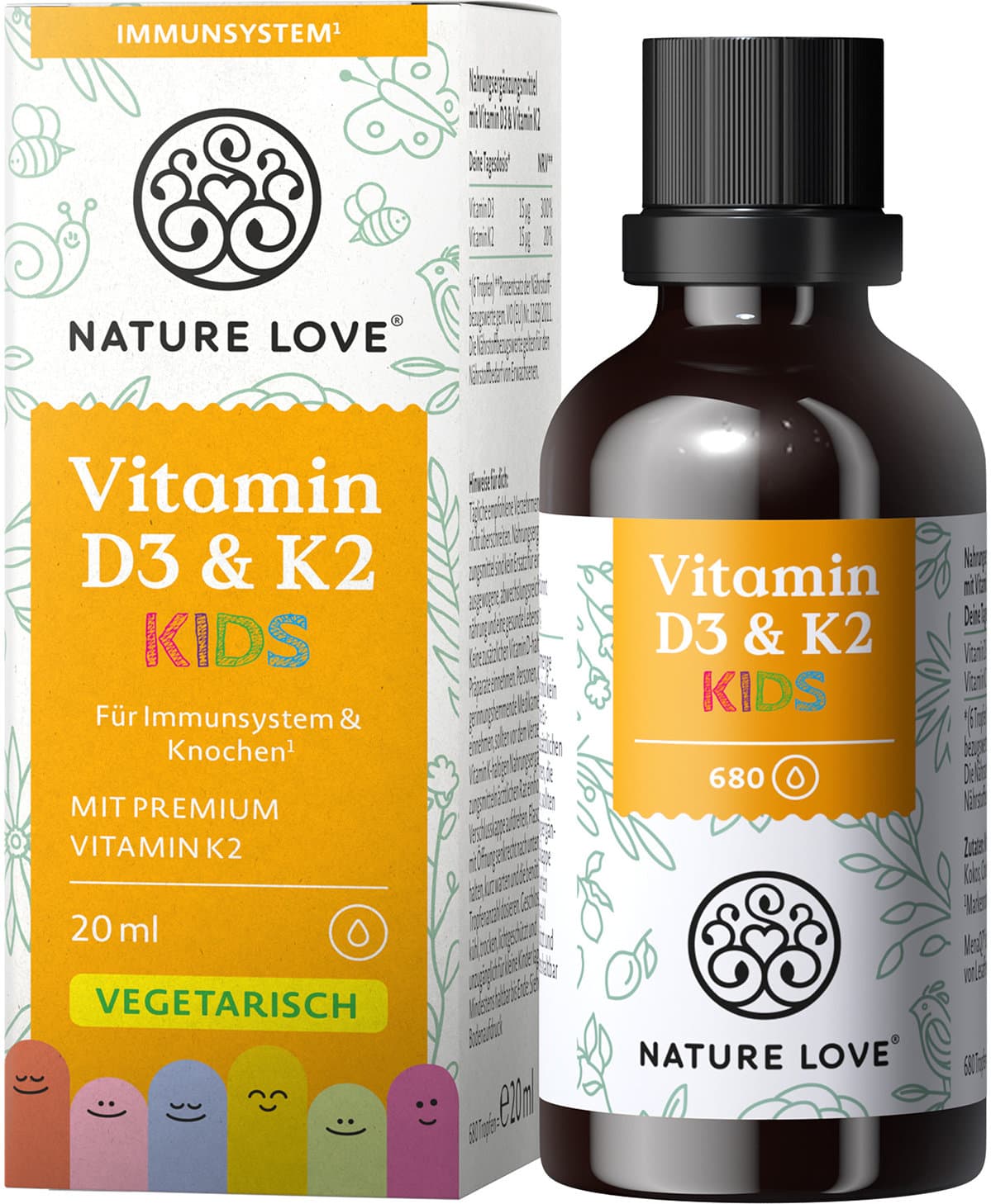 NATURE LOVE Vitamin D3 & K2 Kids Tropfen