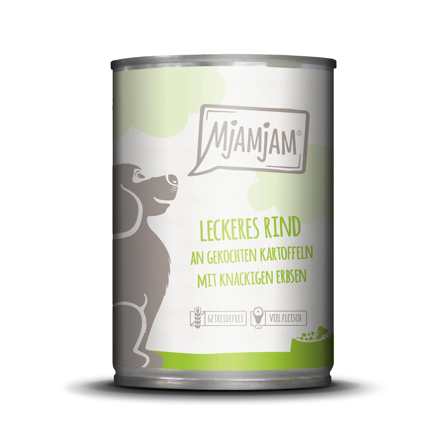 MjAMjAM Hundenassfutter Leckeres Rind an gekochten Kartoffeln mit knackigen Erbsen