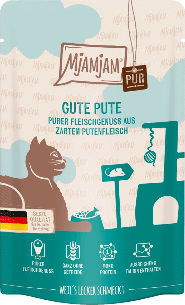 MjAMjAM Katzennassfutter Quetschie purer Fleischgenuss gute Pute pur