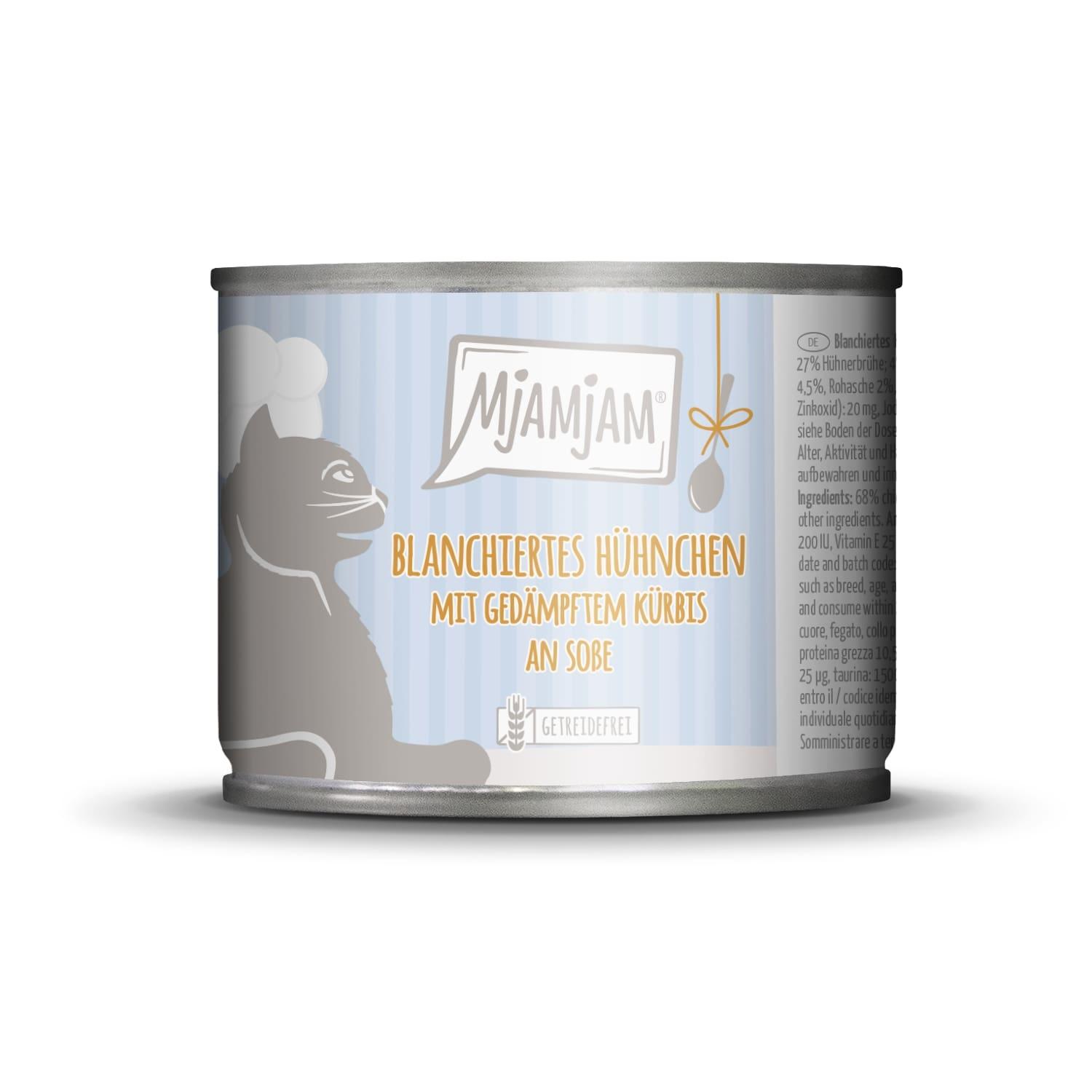 MjAMjAM Katzennassfutter blanchiertes Hühnchen mit gedämpftem Kürbis an Soße