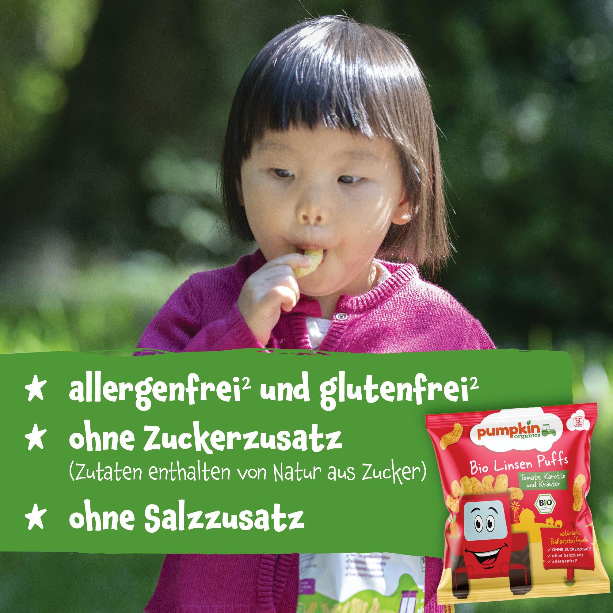 Produktbild pumpkin organics Bio Linsen Puffs mit Tomate, Karotte&Kräutern 6 von 10