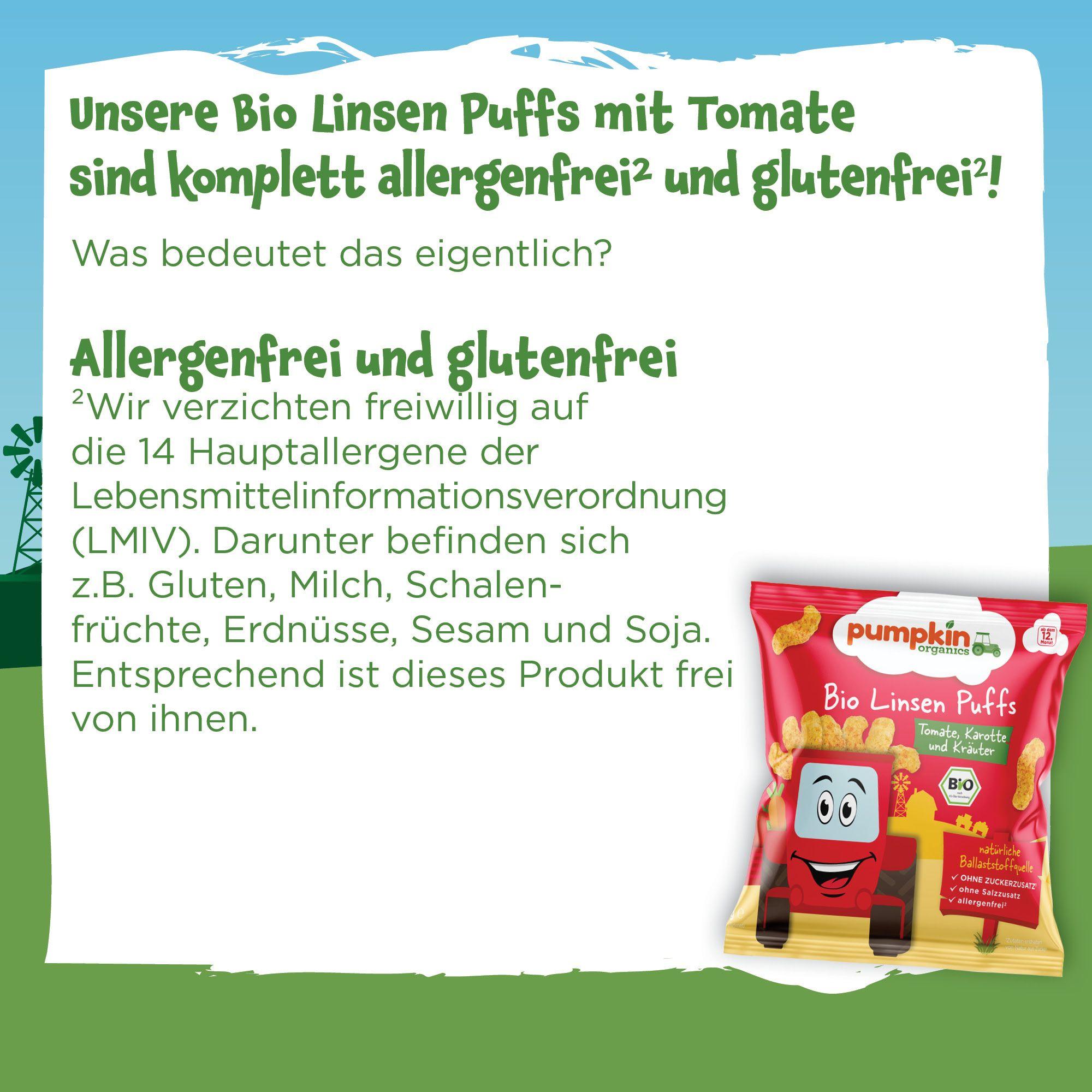 Produktbild pumpkin organics Bio Linsen Puffs mit Tomate, Karotte&Kräutern 10 von 10