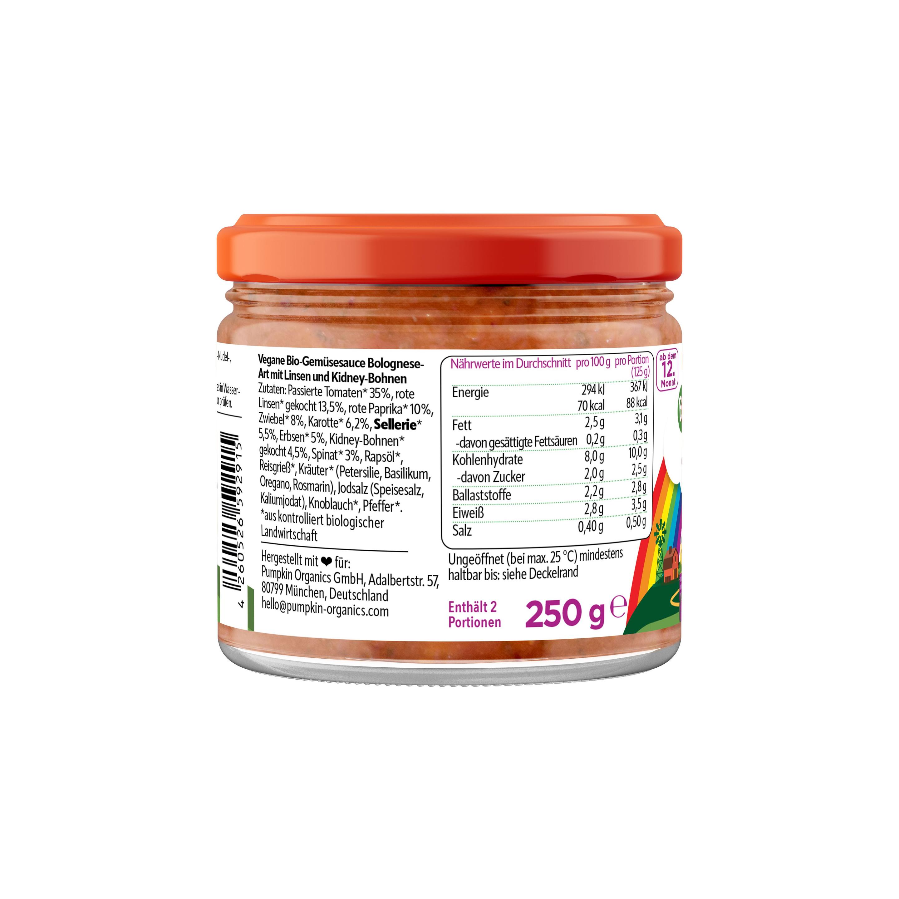Produktbild pumpkin organics Bio Veggie Bolognese 2 von 8