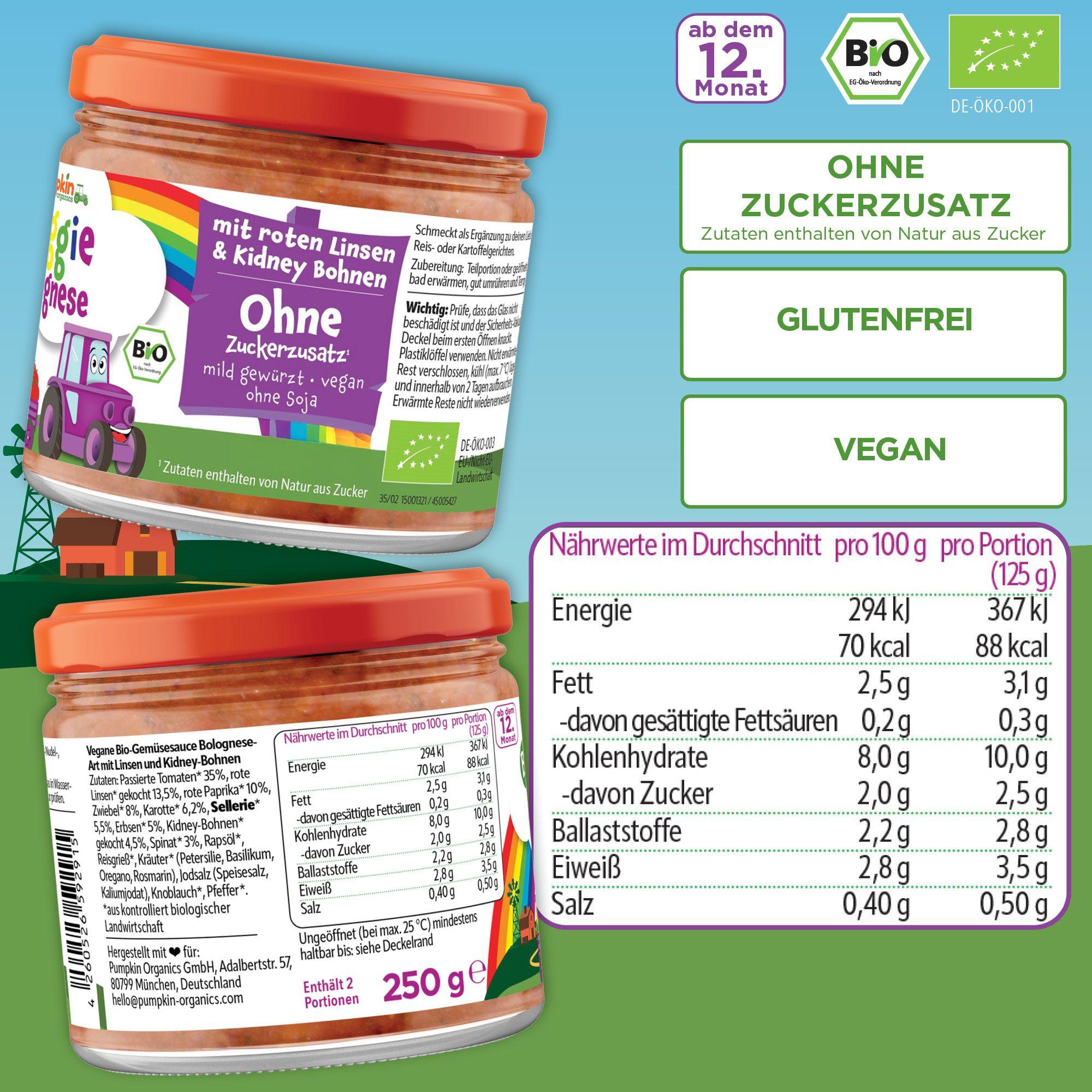 Produktbild pumpkin organics Bio Veggie Bolognese 8 von 8