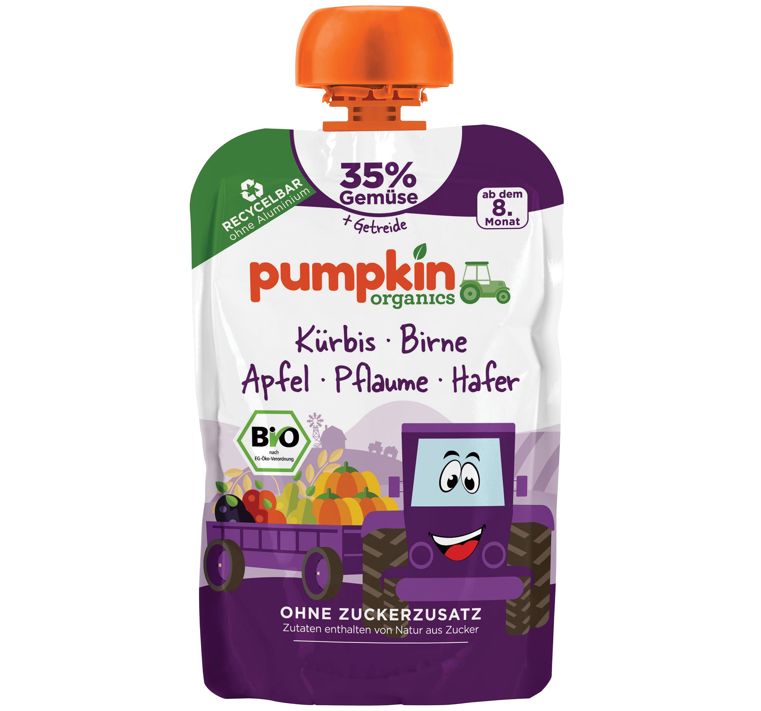 pumpkin organics Bio Quetschie Kürbis, Birne, Pflaume, Hafer