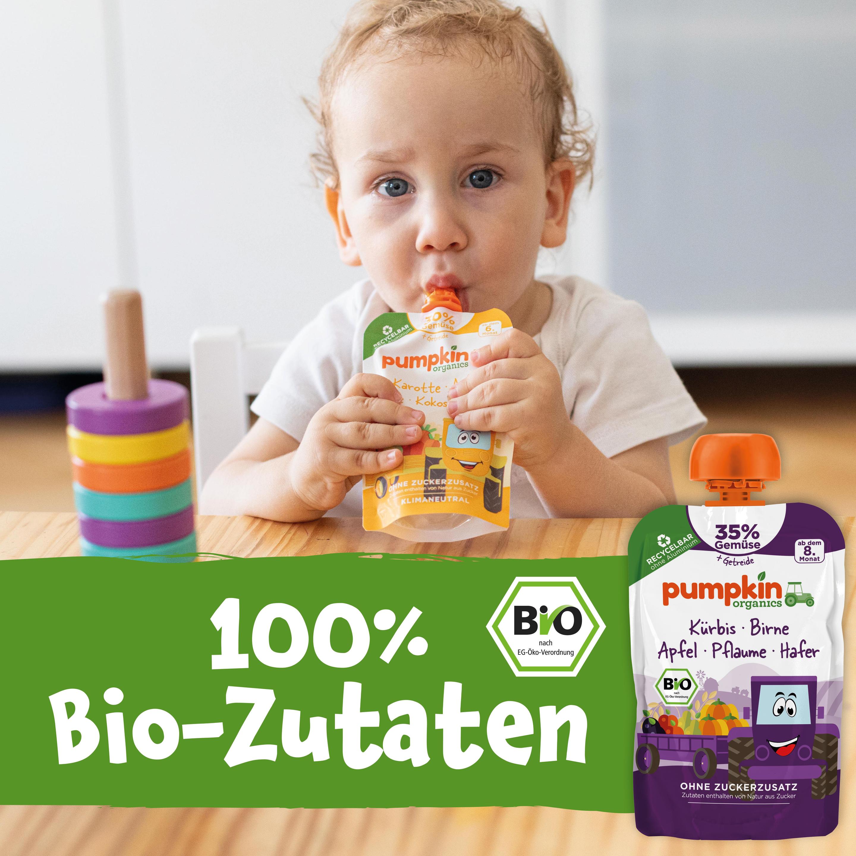 Produktbild pumpkin organics Bio Quetschie Kürbis, Birne, Pflaume, Hafer 5 von 8