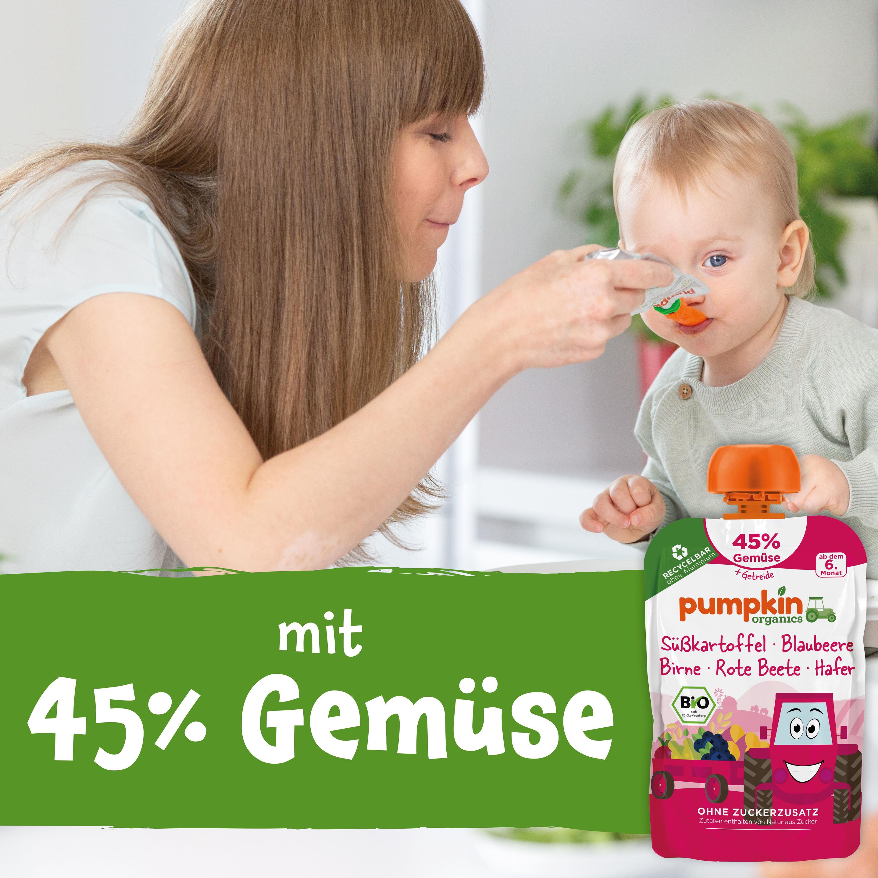 Produktbild pumpkin organics Bio Quetschie Süßkartoffel, Blaubeere, Rote Beete, Hafer 5 von 8