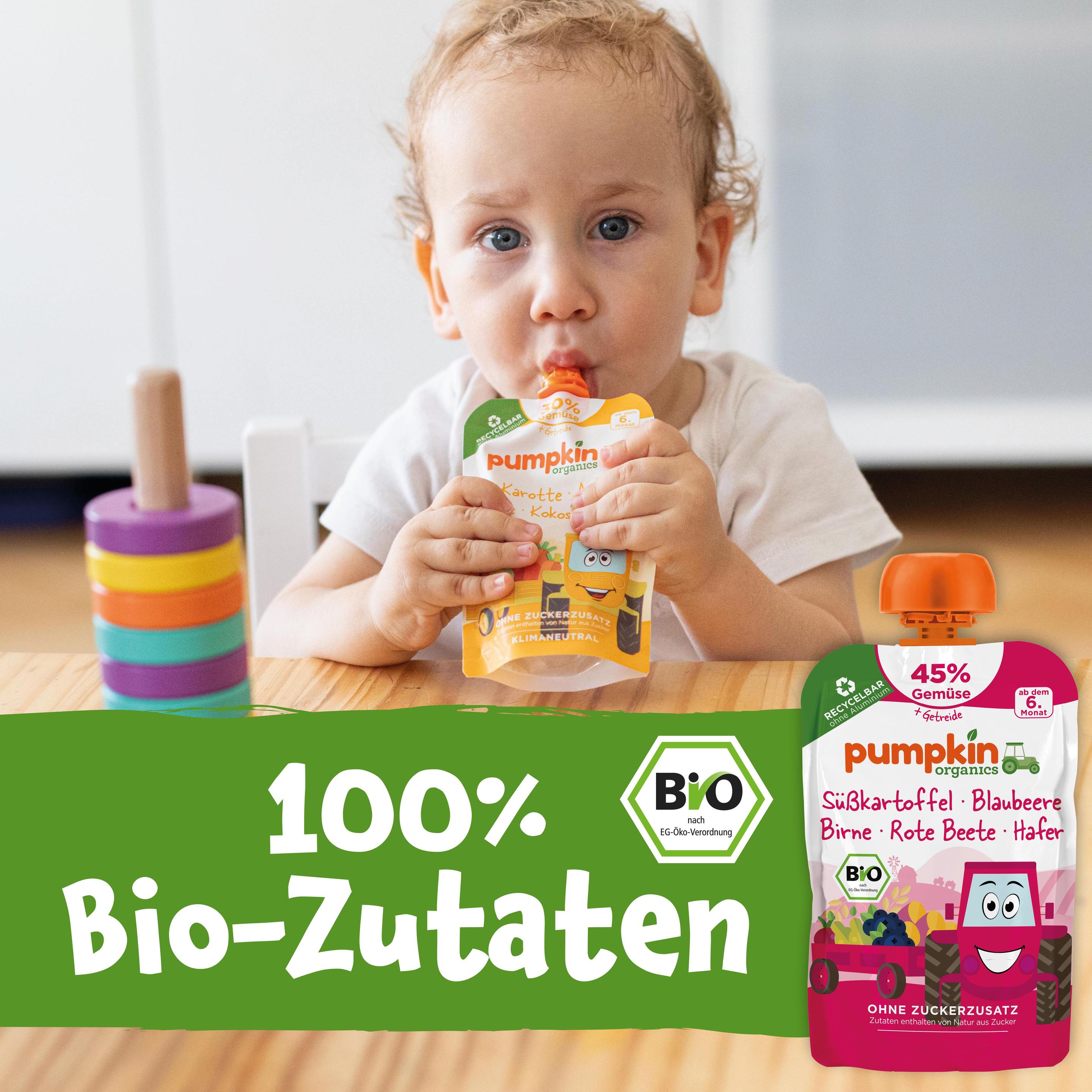 Produktbild pumpkin organics Bio Quetschie Süßkartoffel, Blaubeere, Rote Beete, Hafer 4 von 8