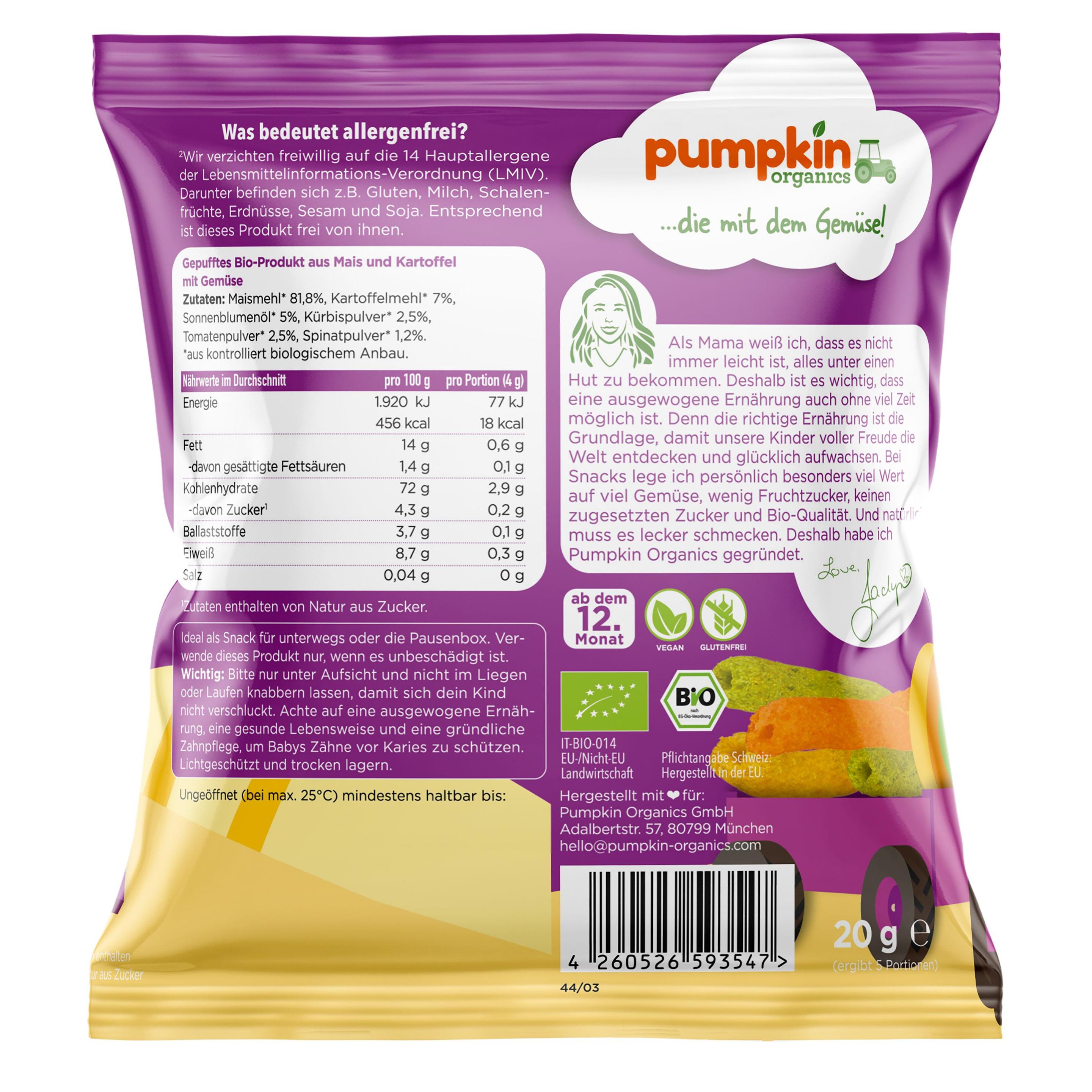 Produktbild pumpkin organics Bio Gemüse Röllchen 2 von 10