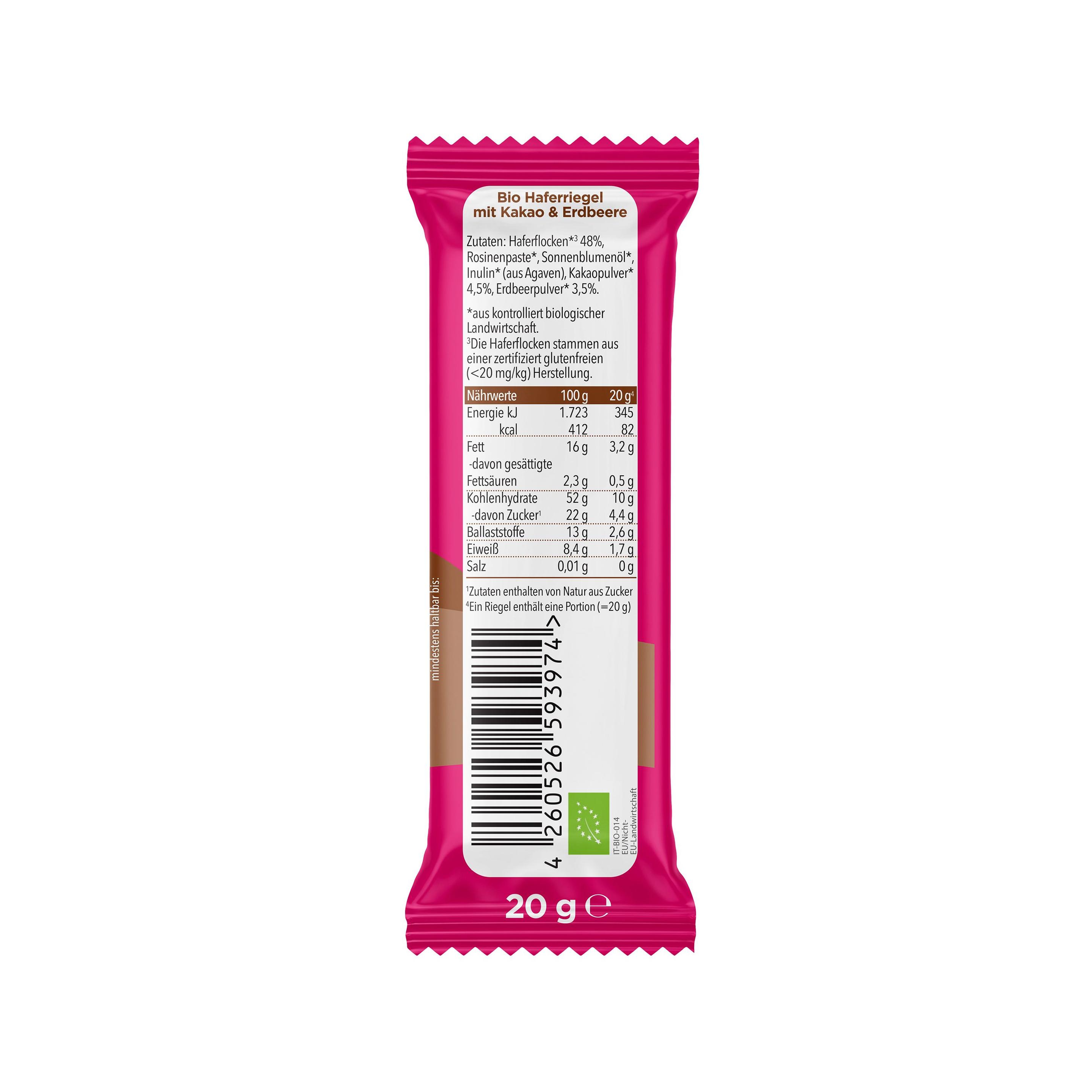 Produktbild pumpkin organics Bio Haferriegel mit Kakao&Erdbeere 2 von 10