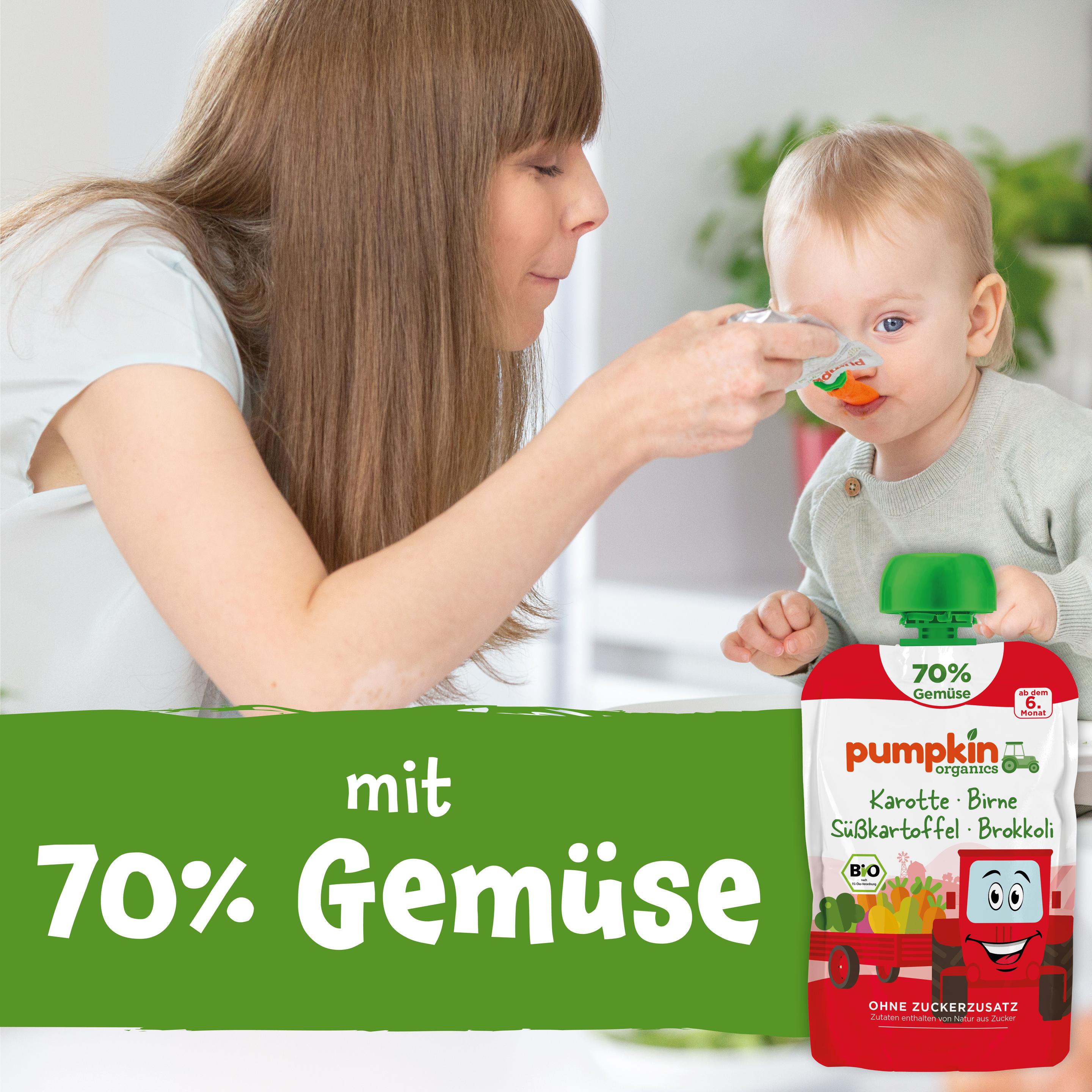 Produktbild pumpkin organics Bio Quetschie Karotte, Birne, Süßkartoffel, Brokkoli 10 von 10