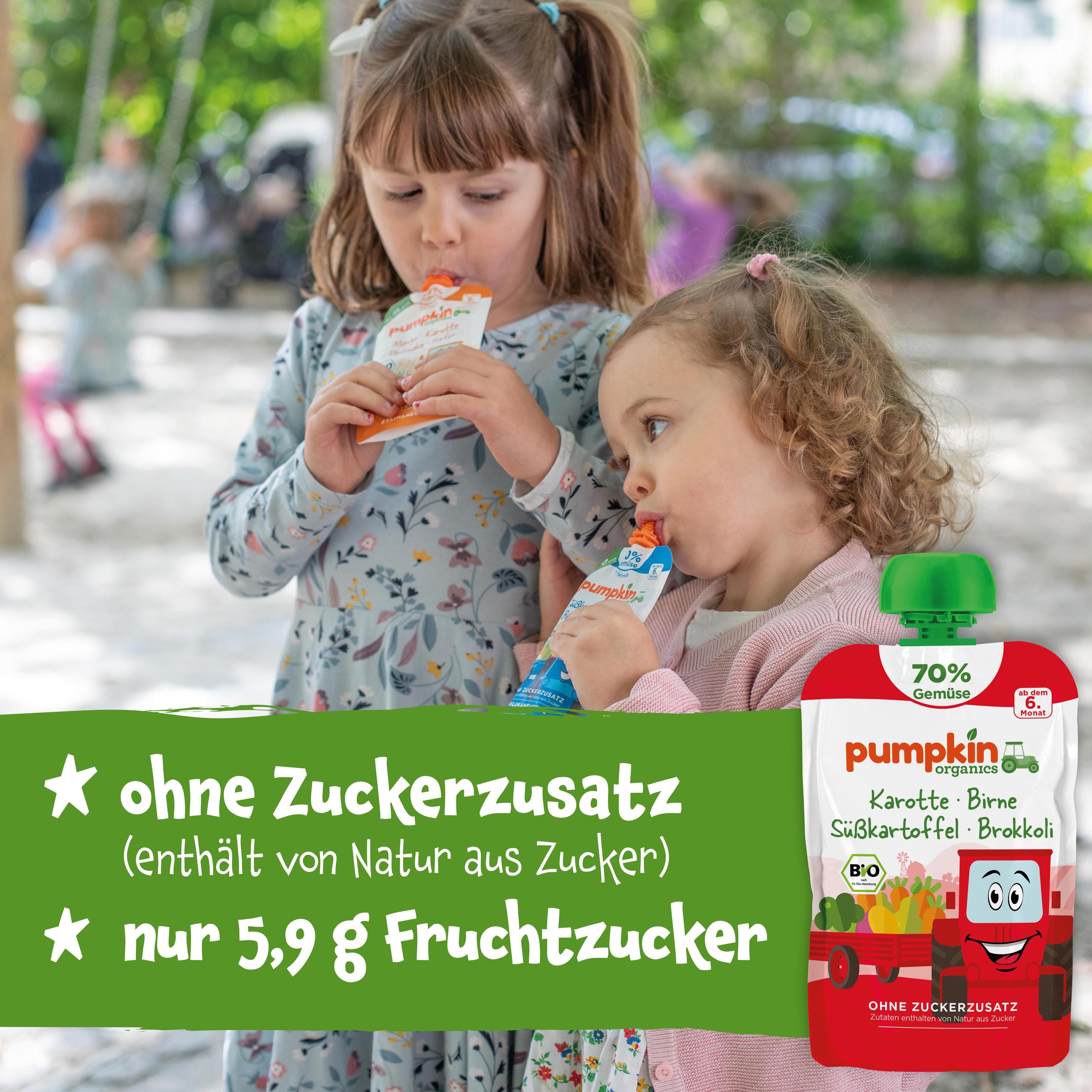 Produktbild pumpkin organics Bio Quetschie Karotte, Birne, Süßkartoffel, Brokkoli 5 von 10