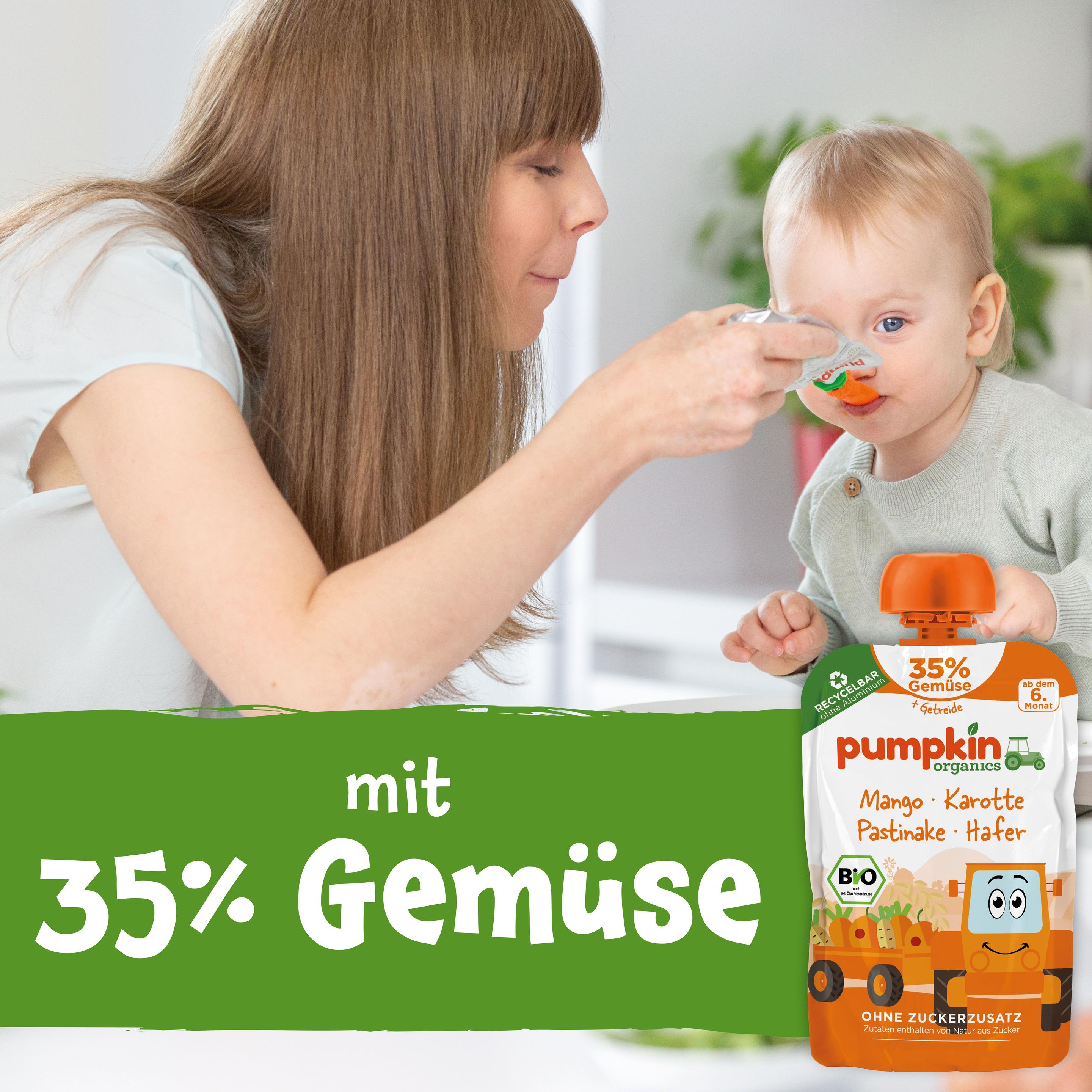 Produktbild pumpkin organics Bio Quetschie: Mango, Karotte, Pastinake, Hafer 3 von 10