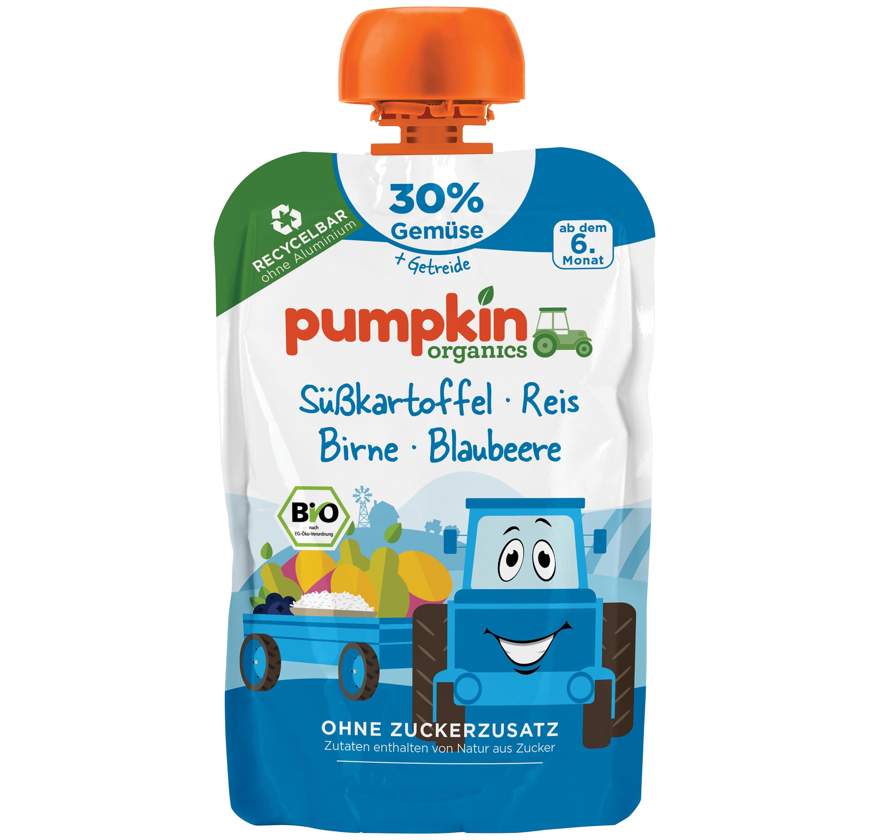 pumpkin organics Bio Quetschie Süßkartoffel, Birne, Blaubeere, Reis