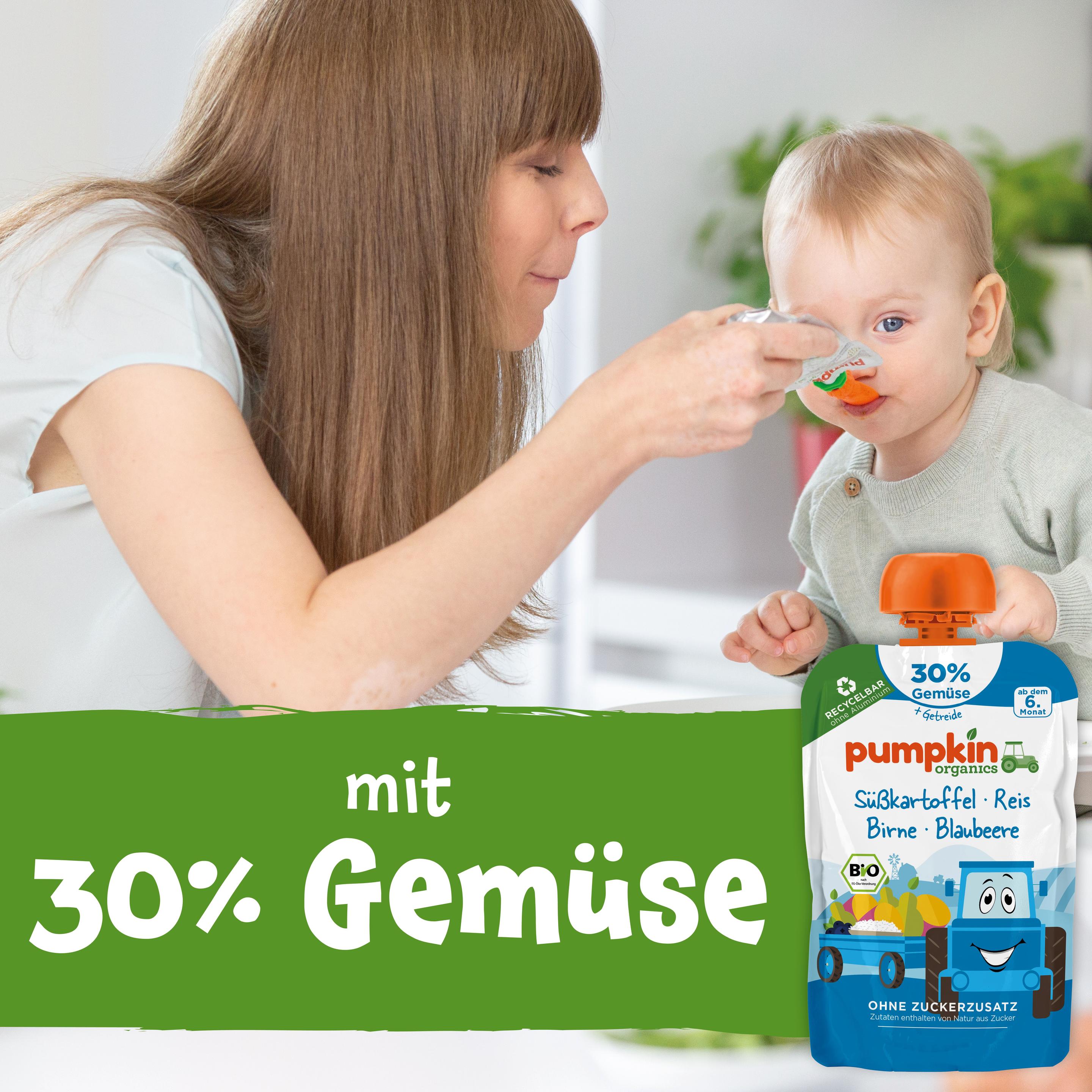Produktbild pumpkin organics Bio Quetschie Süßkartoffel, Birne, Blaubeere, Reis 3 von 10