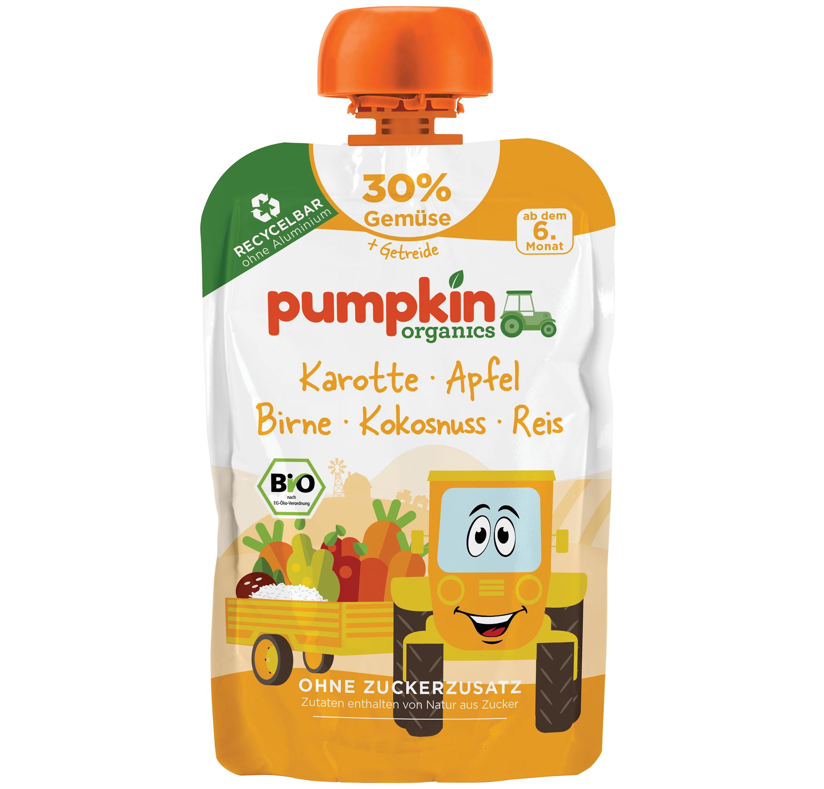 pumpkin organics Bio Quetschie Karotte, Apfel, Birne, Kokos, Reis