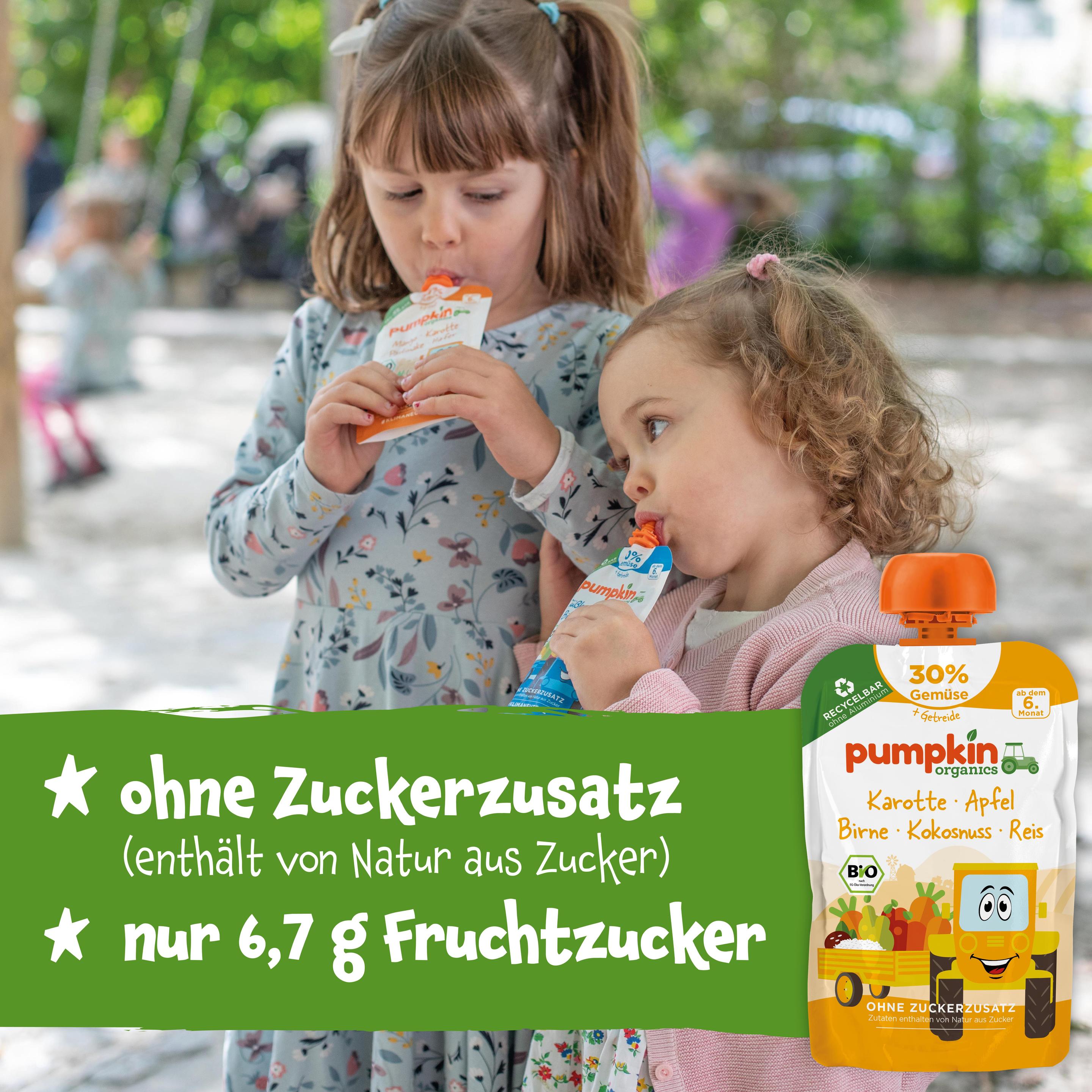 Produktbild pumpkin organics Bio Quetschie Karotte, Apfel, Birne, Kokos, Reis 5 von 10