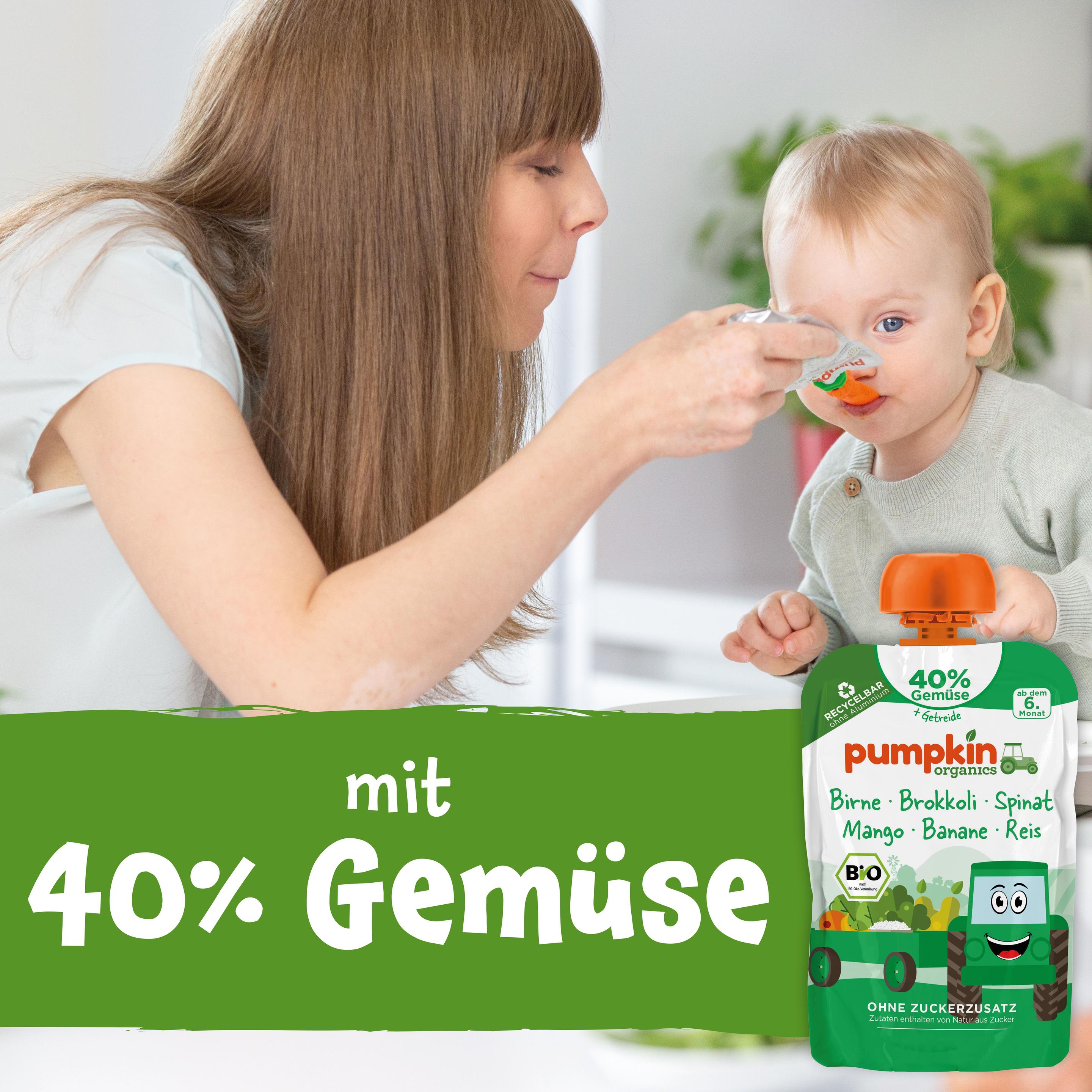 Produktbild pumpkin organics Bio Quetschie Birne, Brokkoli, Spinat, Mango 3 von 10
