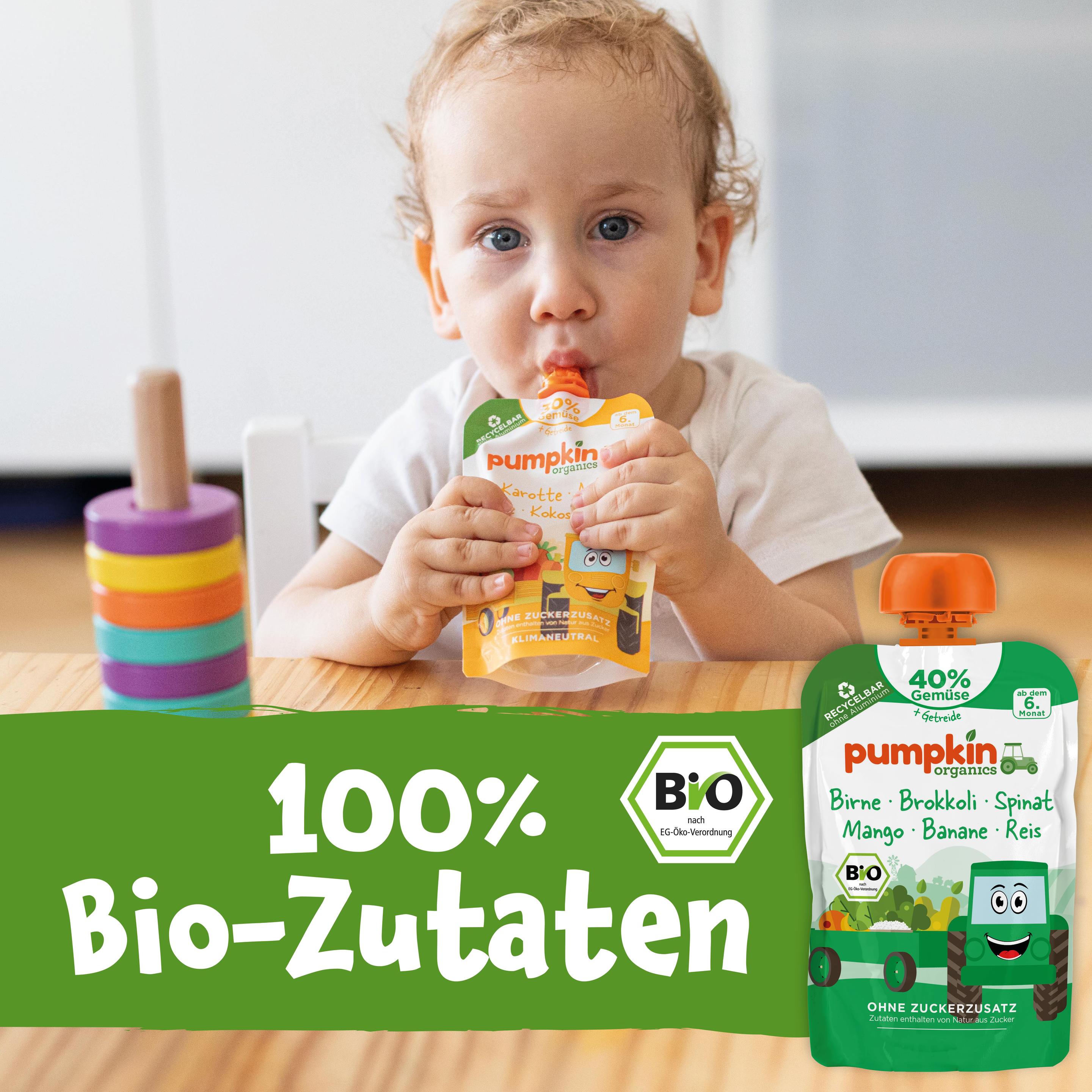 Produktbild pumpkin organics Bio Quetschie Birne, Brokkoli, Spinat, Mango 5 von 10