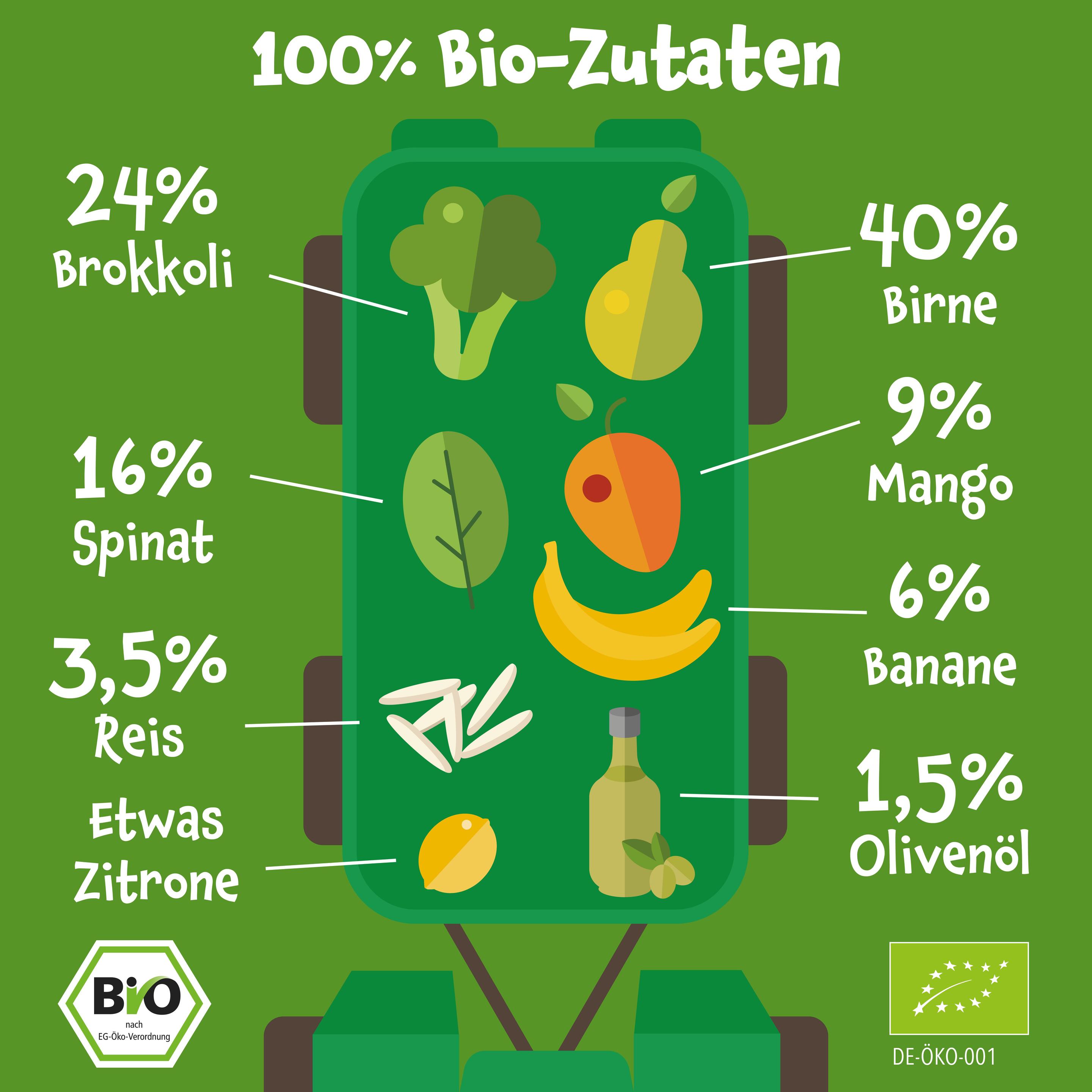 Produktbild pumpkin organics Bio Quetschie Birne, Brokkoli, Spinat, Mango 4 von 10