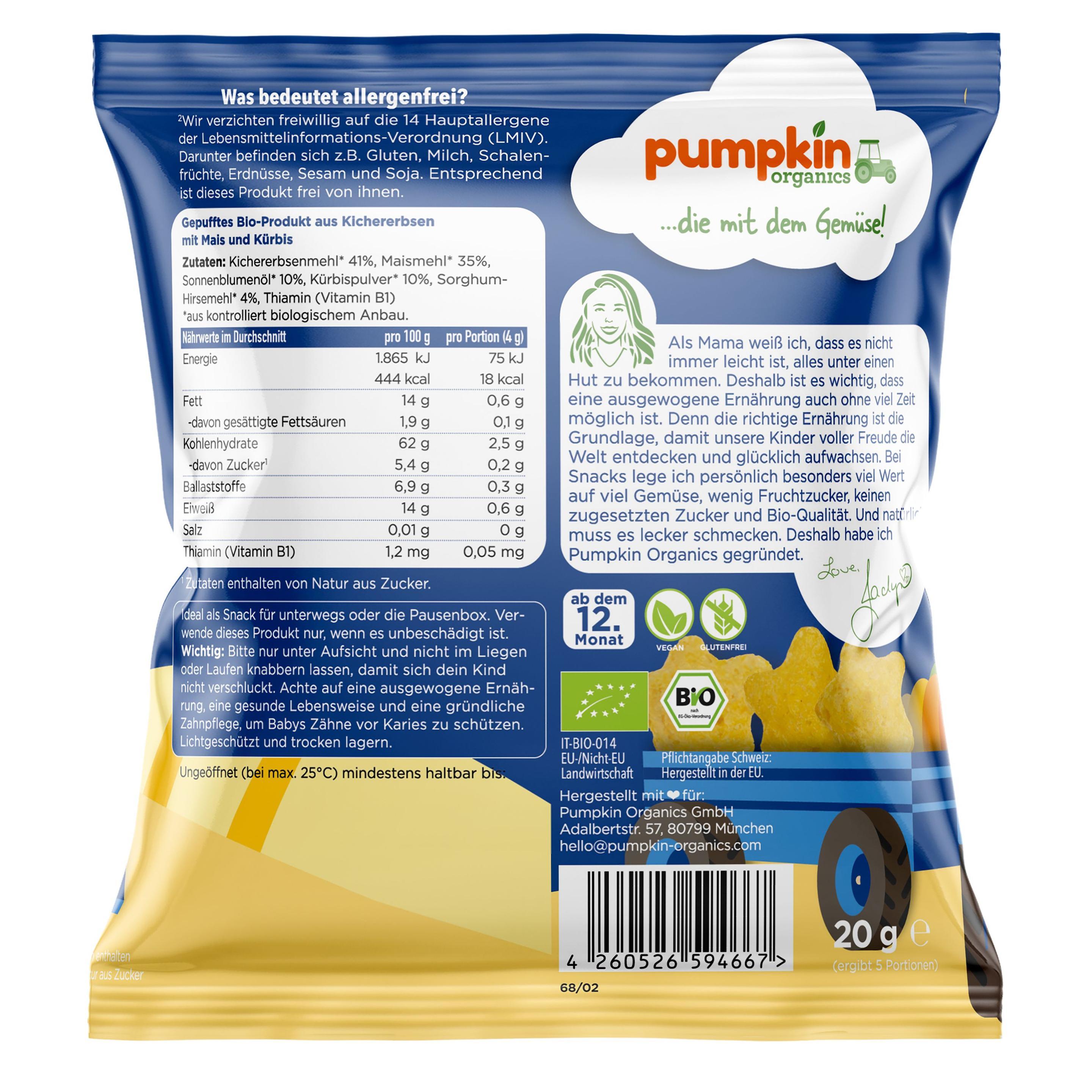 Produktbild pumpkin organics Bio Kichererbsen Sterne 2 von 19