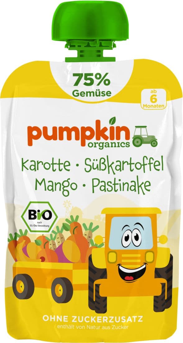 pumpkin organics Bio Quetschie Karotte, Süßkartoffel, Mango, Pastinake