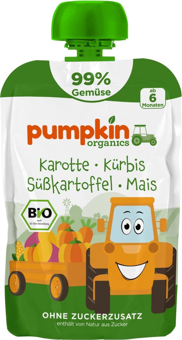 pumpkin organics Bio Quetschie Karotte, Kürbis, Süßkartoffel, Mais