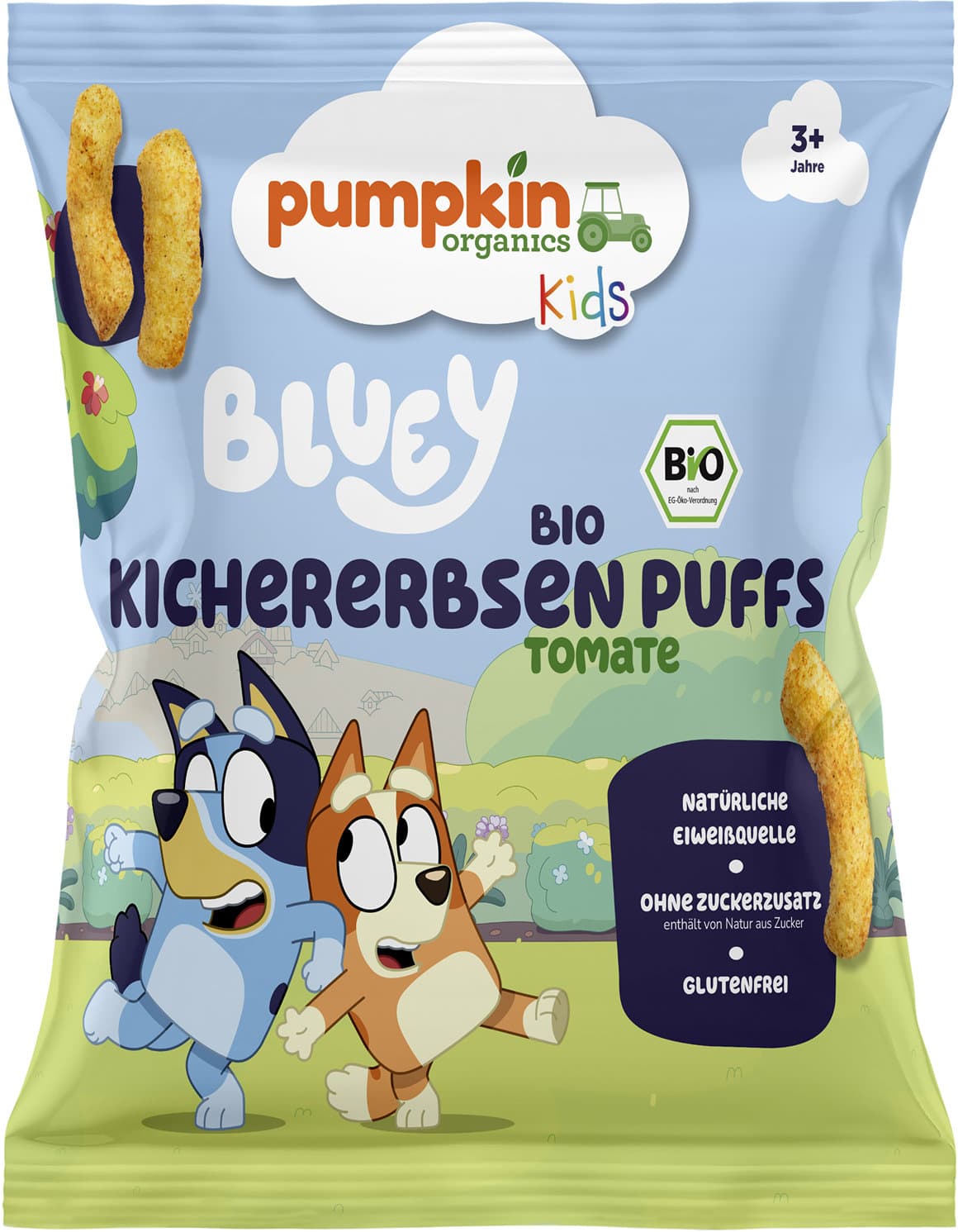 pumpkin organics Bluey Bio Kichererbsen Puffs Tomate