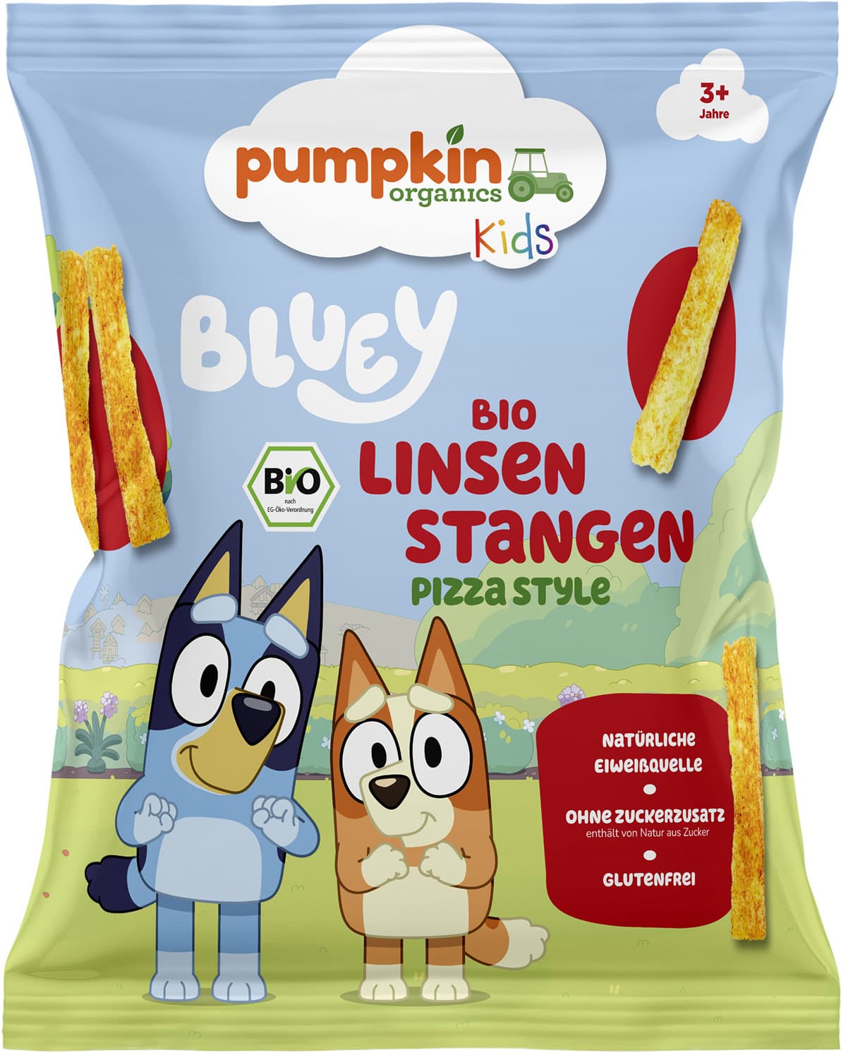 pumpkin organics Bluey Bio Linsen Stangen Pizza Style