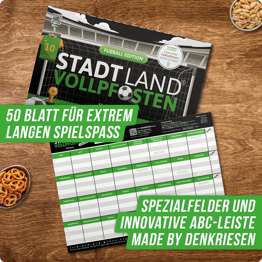 Produktbild Denkriesen - Stadt Land Vollpfosten® Fußball Edition –"Heimspiel."| A4 Spielblock 2 von 6