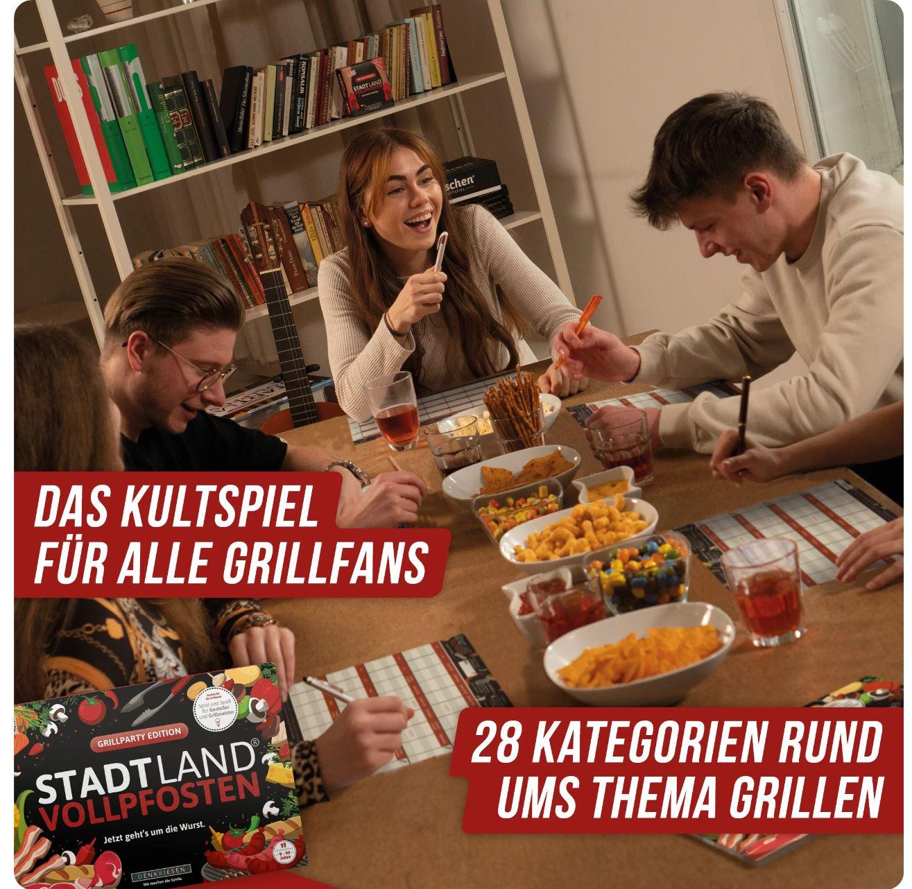 Produktbild Denkriesen - Stadt Land Vollpfosten® Grillparty Edition –"Jetzt geht's um die Wurst."| A4 Spielblock 4 von 6