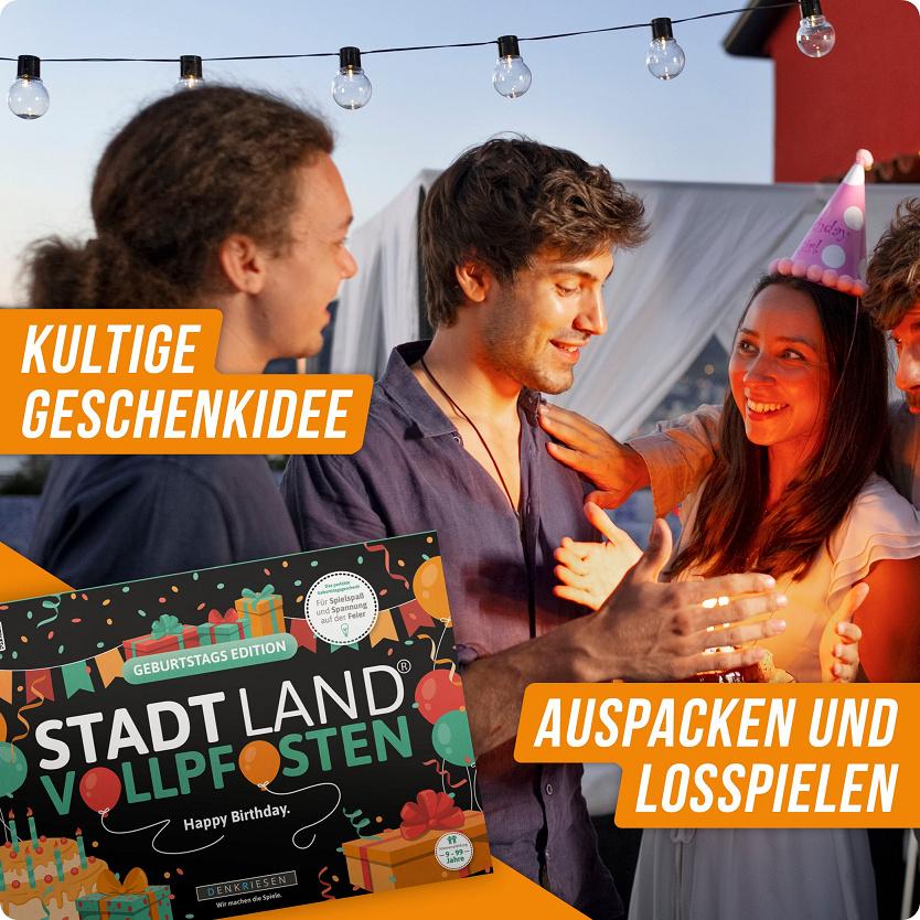 Produktbild Denkriesen - Stadt Land Vollpfosten® Geburtstags Edition –"Happy Birthday."| A4 Spielblock 2 von 6