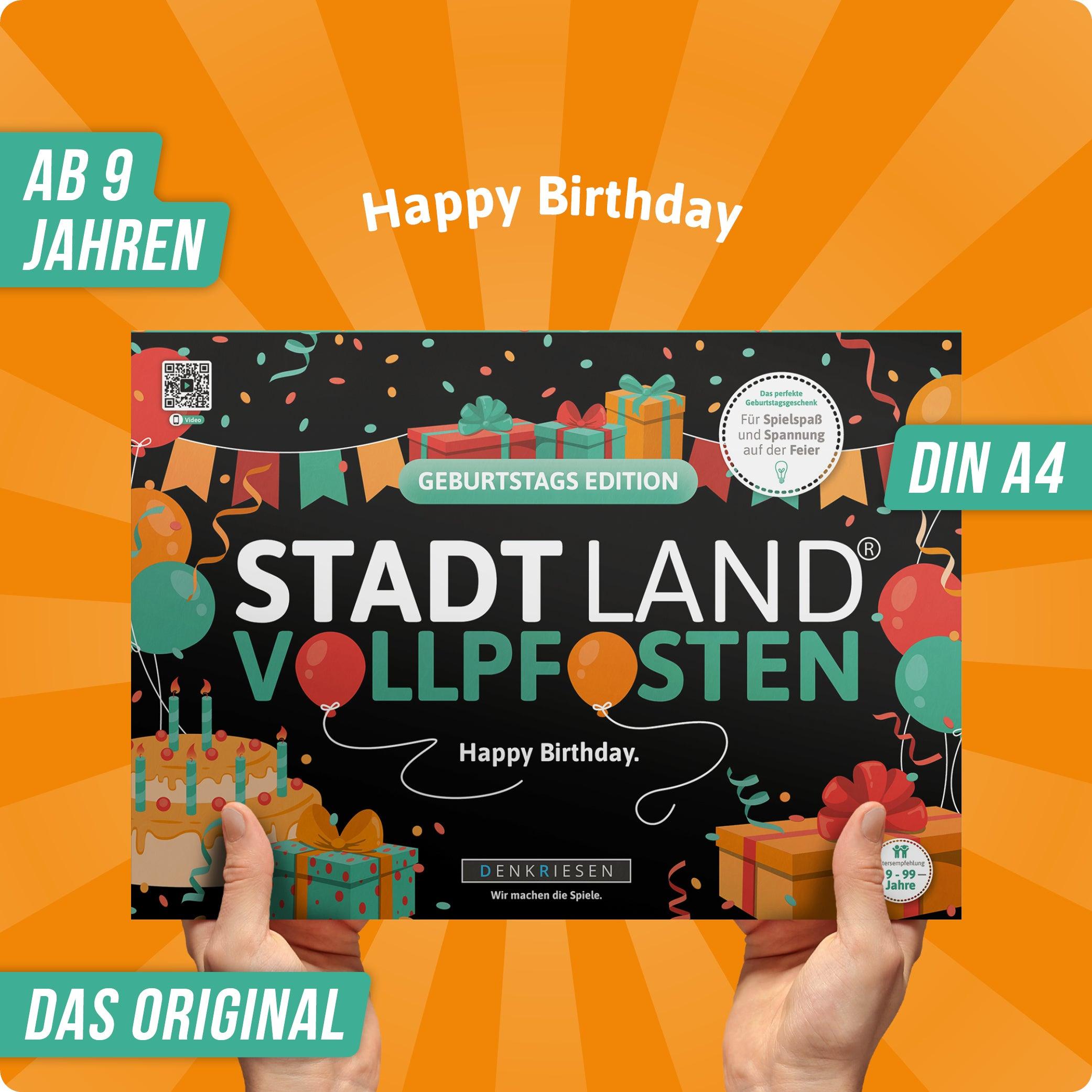 Produktbild Denkriesen - Stadt Land Vollpfosten® Geburtstags Edition –"Happy Birthday."| A4 Spielblock 6 von 6