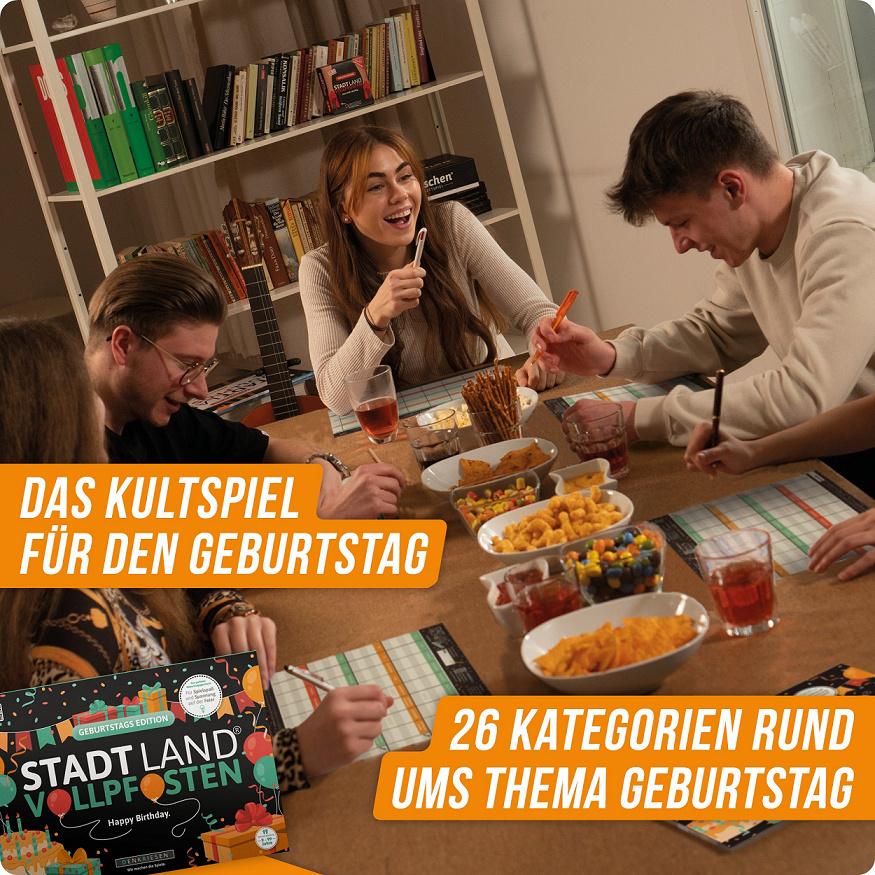 Produktbild Denkriesen - Stadt Land Vollpfosten® Geburtstags Edition –"Happy Birthday."| A4 Spielblock 3 von 6