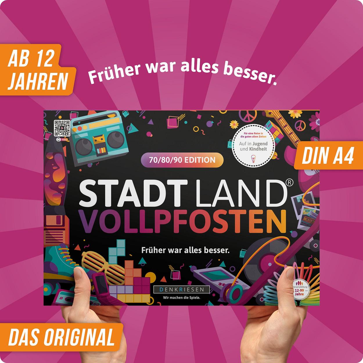 Produktbild Denkriesen - Stadt Land Vollpfosten® 70/80/90 Edition –"Früher war alles besser."| A4 Spielblock 4 von 6