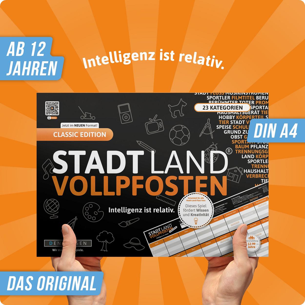Produktbild Denkriesen - Stadt Land Vollpfosten® Classic Edition –"Intelligenz ist relativ."| A4 Spielblock 2 von 6