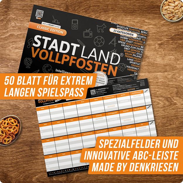 Produktbild Denkriesen - Stadt Land Vollpfosten® Classic Edition –"Intelligenz ist relativ."| A4 Spielblock 5 von 6