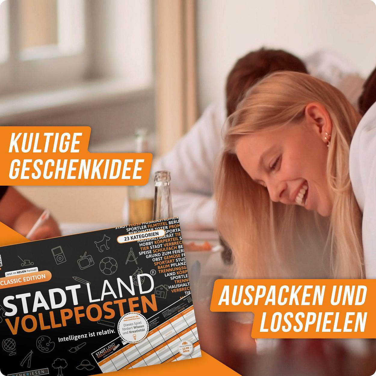 Produktbild Denkriesen - Stadt Land Vollpfosten® Classic Edition –"Intelligenz ist relativ."| A4 Spielblock 3 von 6