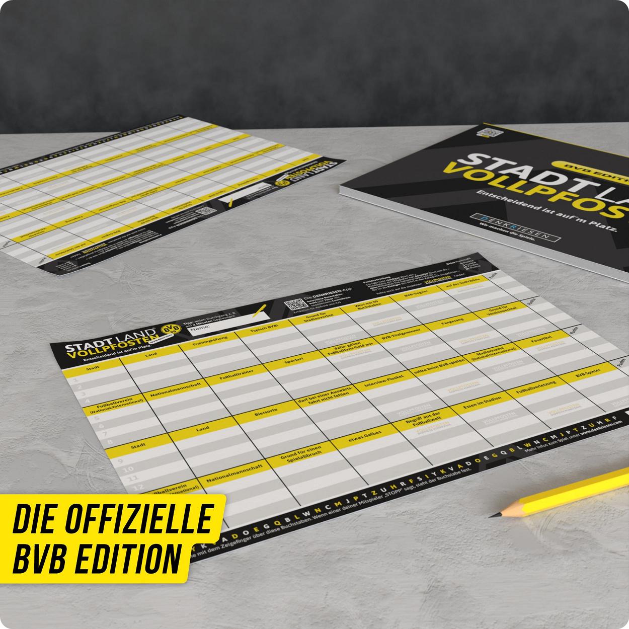 Produktbild Denkriesen - Stadt Land Vollpfosten® BVB Edition –"Entscheidend ist auf'm Platz."| A4 Spielblock 6 von 6