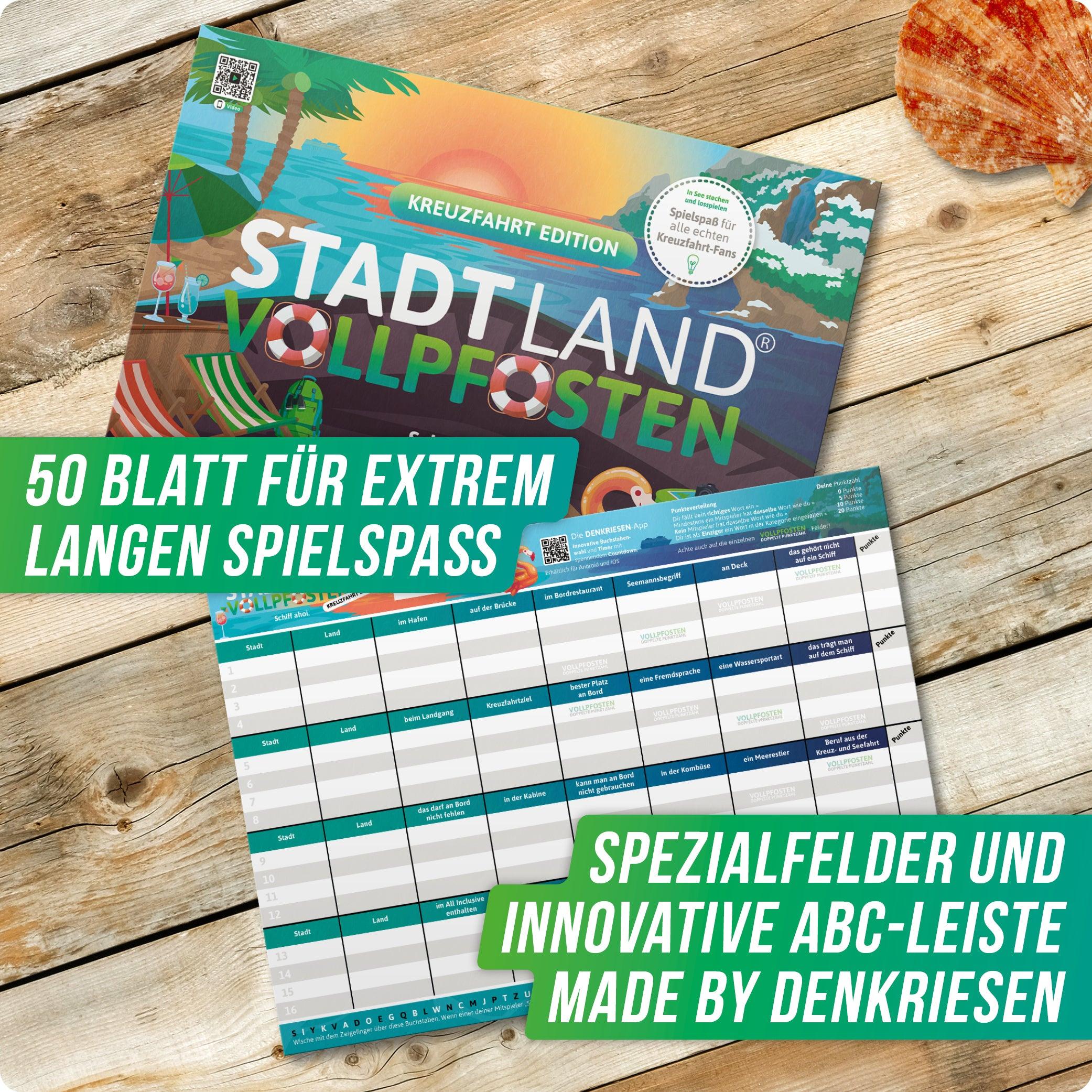Produktbild Denkriesen - Stadt Land Vollpfosten® Kreuzfahrt Edition –"Schiff ahoi!"| A4 Spielblock 3 von 6